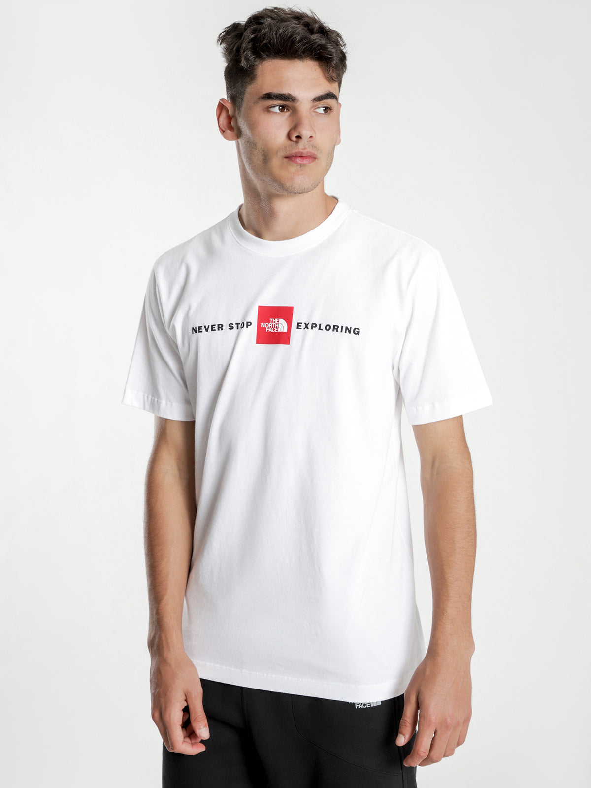 Cotton Short Sleeve T-Shirt in White &amp; Red
