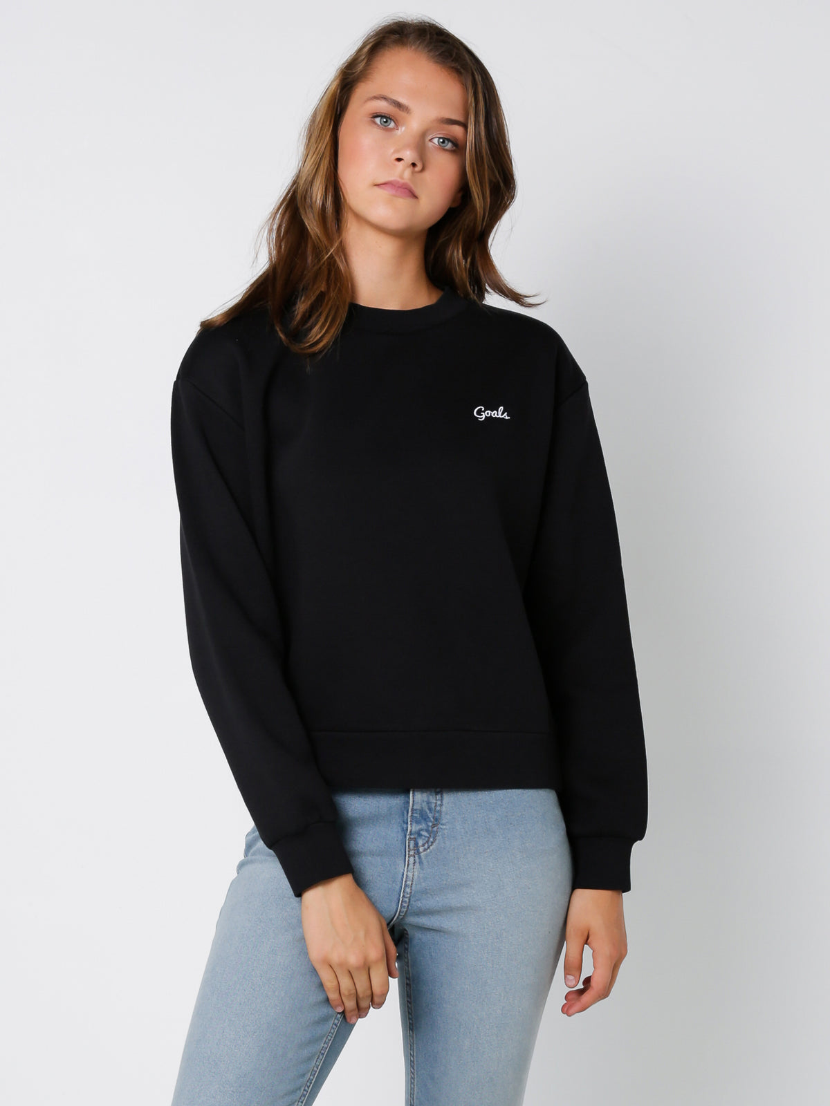 Goals Slogan Sweater in Black