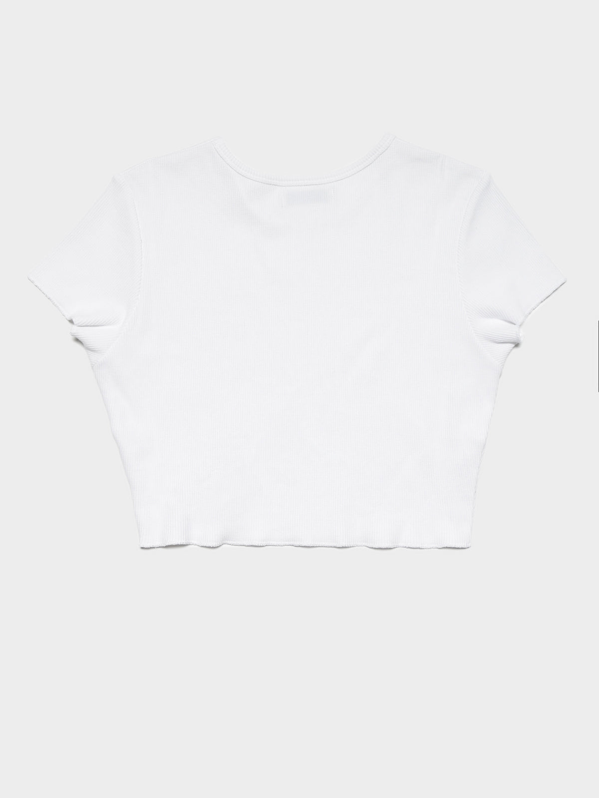 Cameron Basic Waffle Crop T-Shirt in White