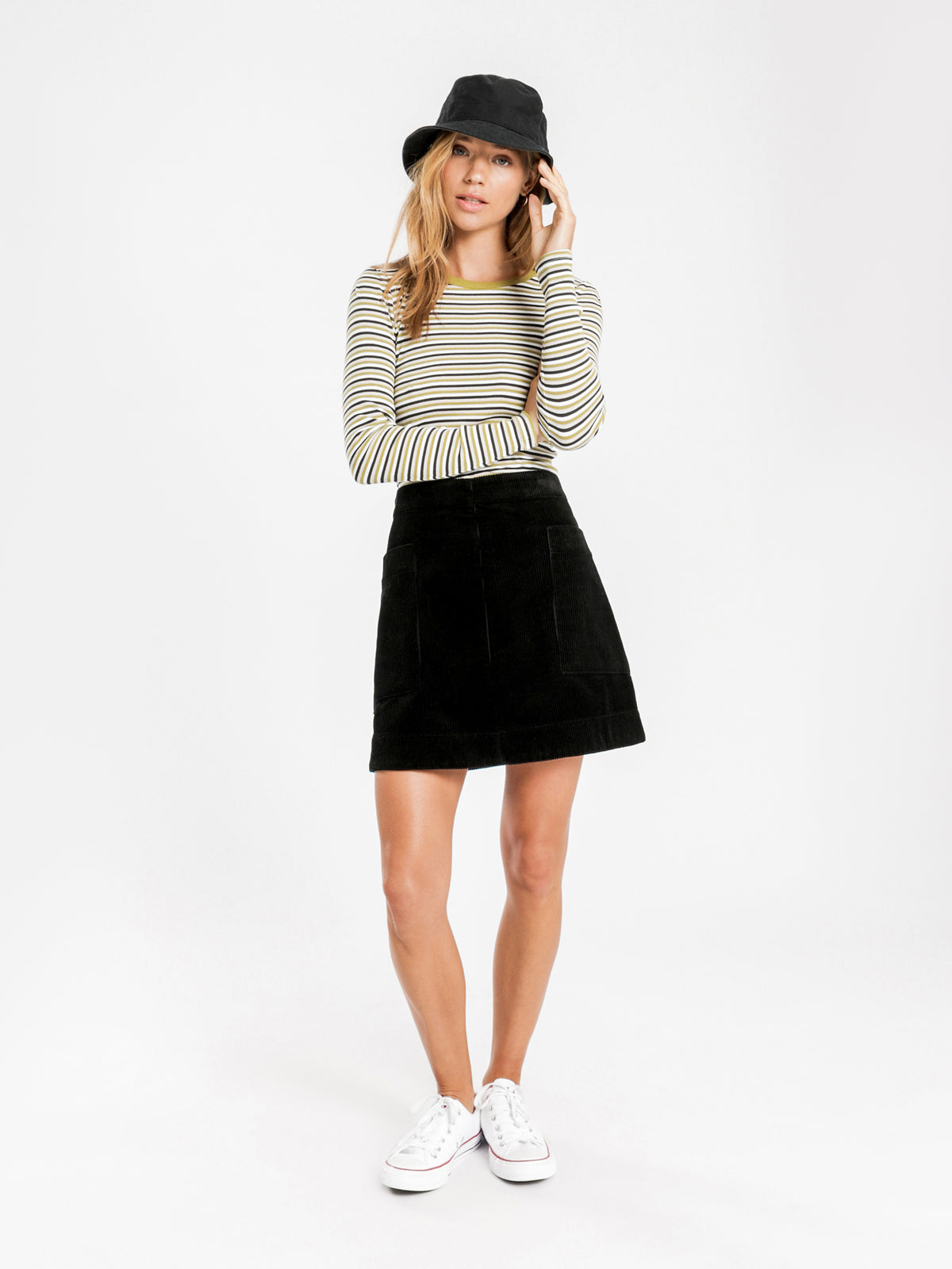 Corduroy Mini Skirt in Black