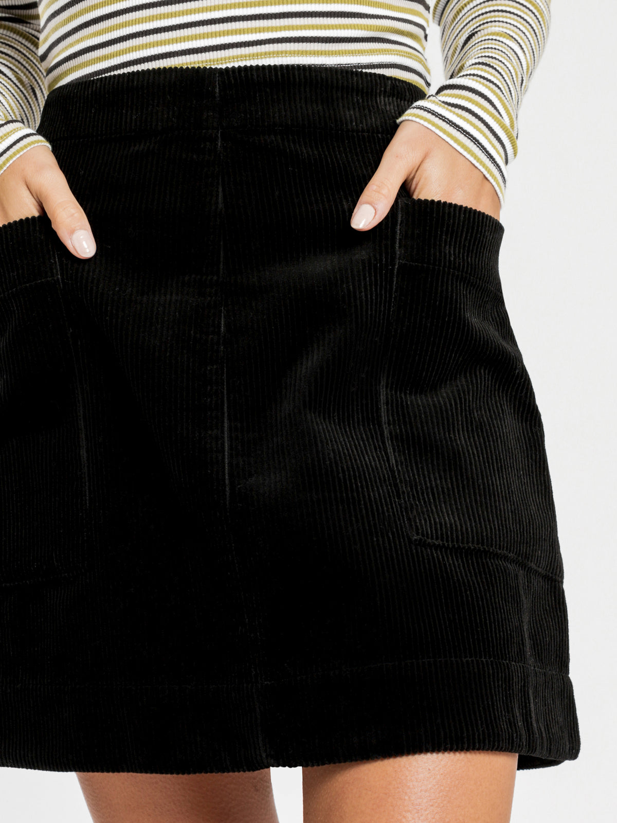 Corduroy Mini Skirt in Black