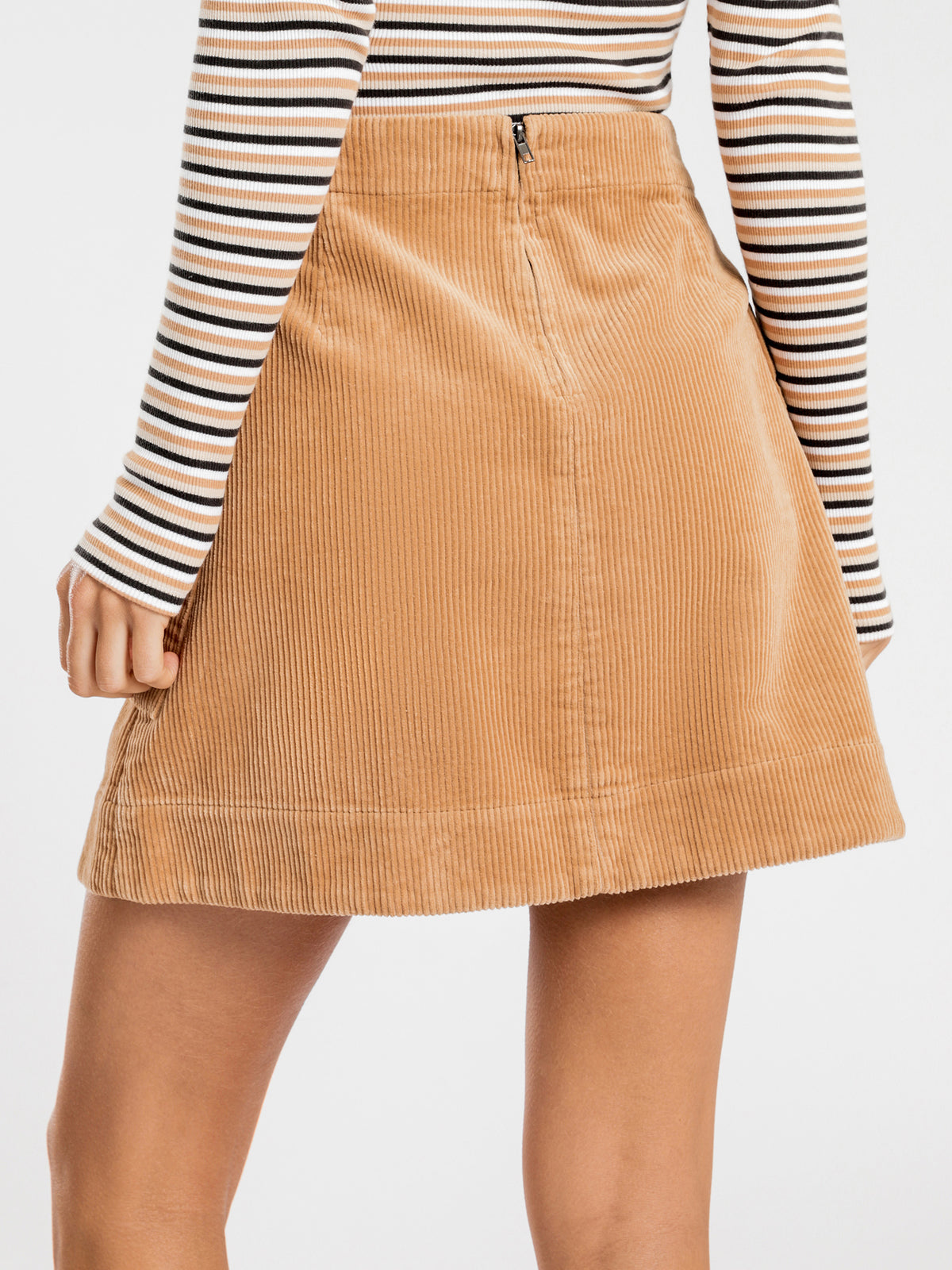 Corduroy Mini Skirt in Sand