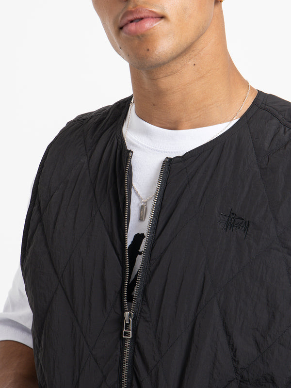 Stussy Unisex Diamond Quilted Vest Black | Glue Store
