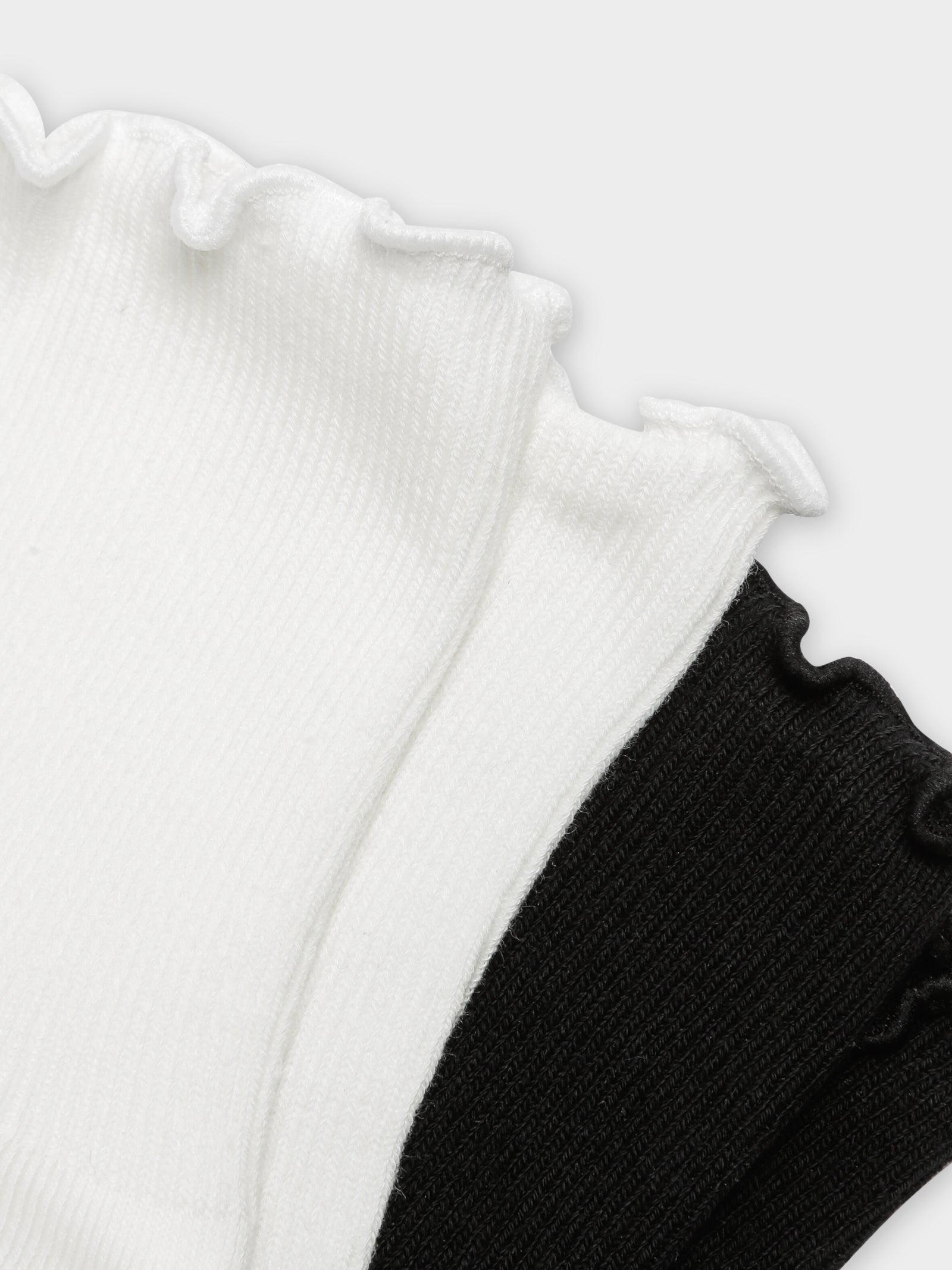 2 Pairs of Ruffle Ankle Socks in Black & White