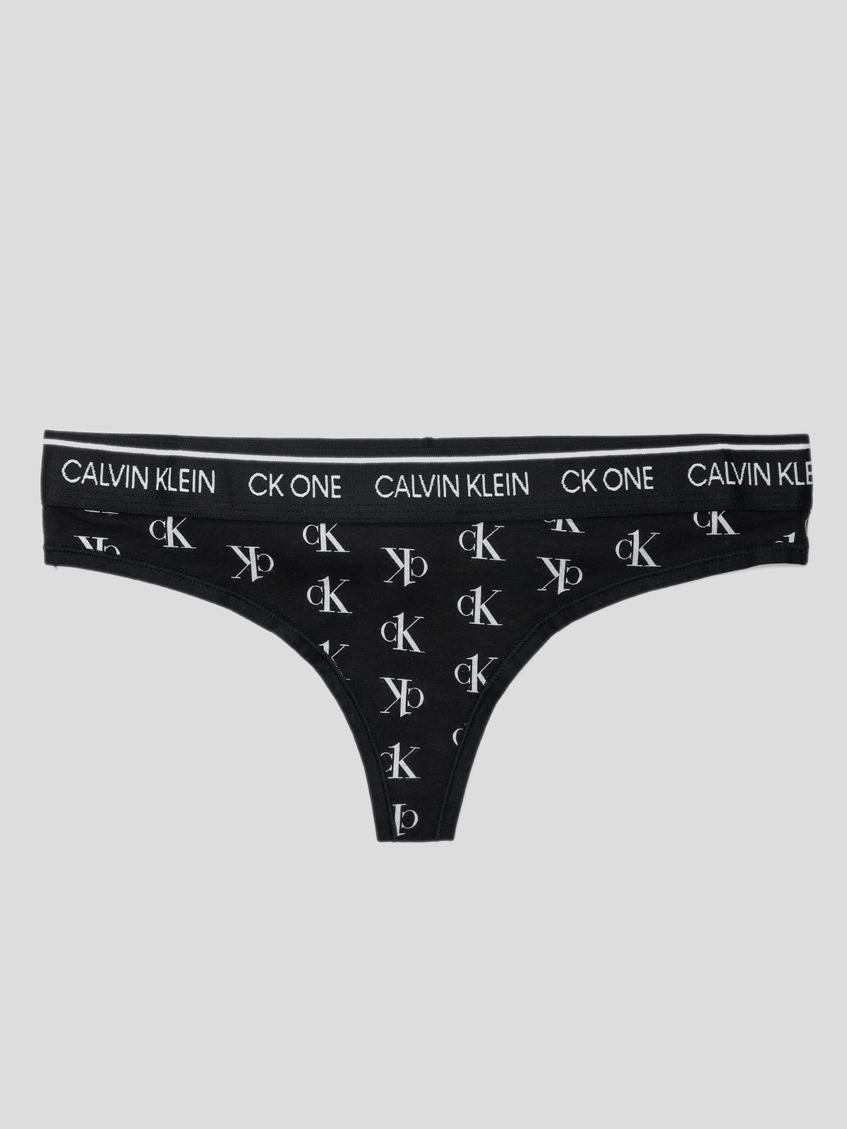 Staggered CK Logo Thong in Black