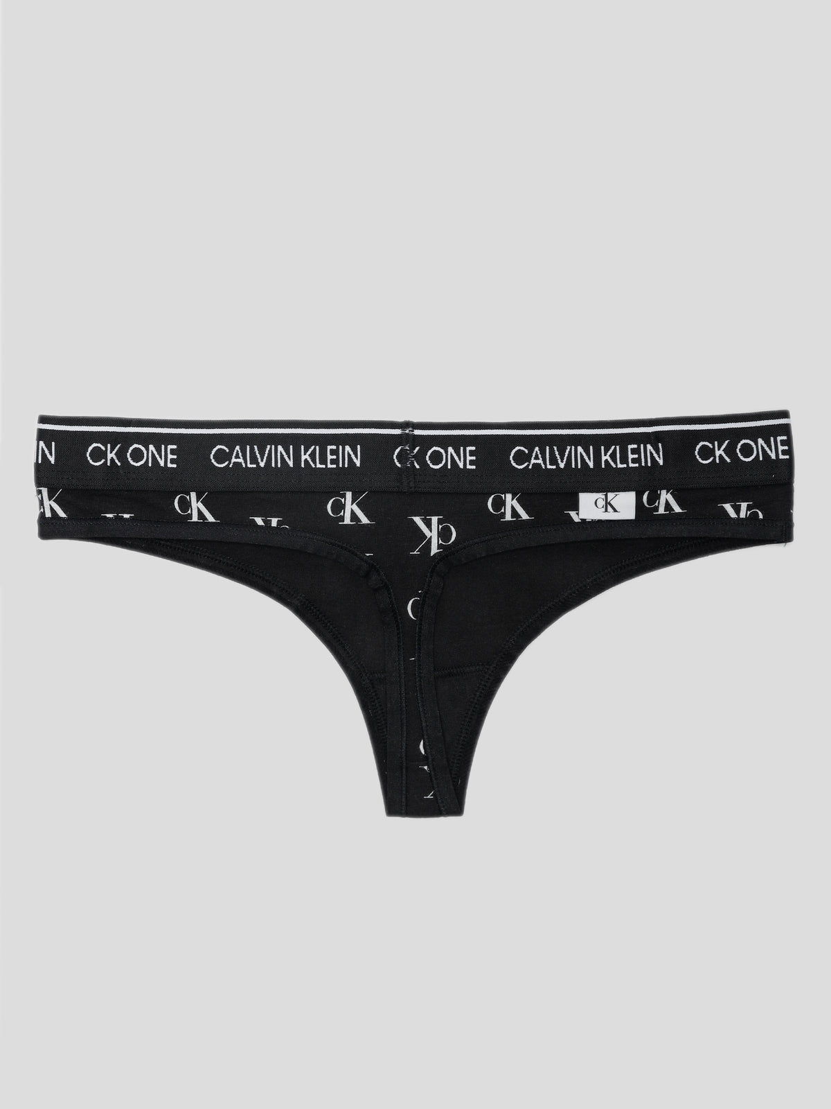 Staggered CK Logo Thong in Black