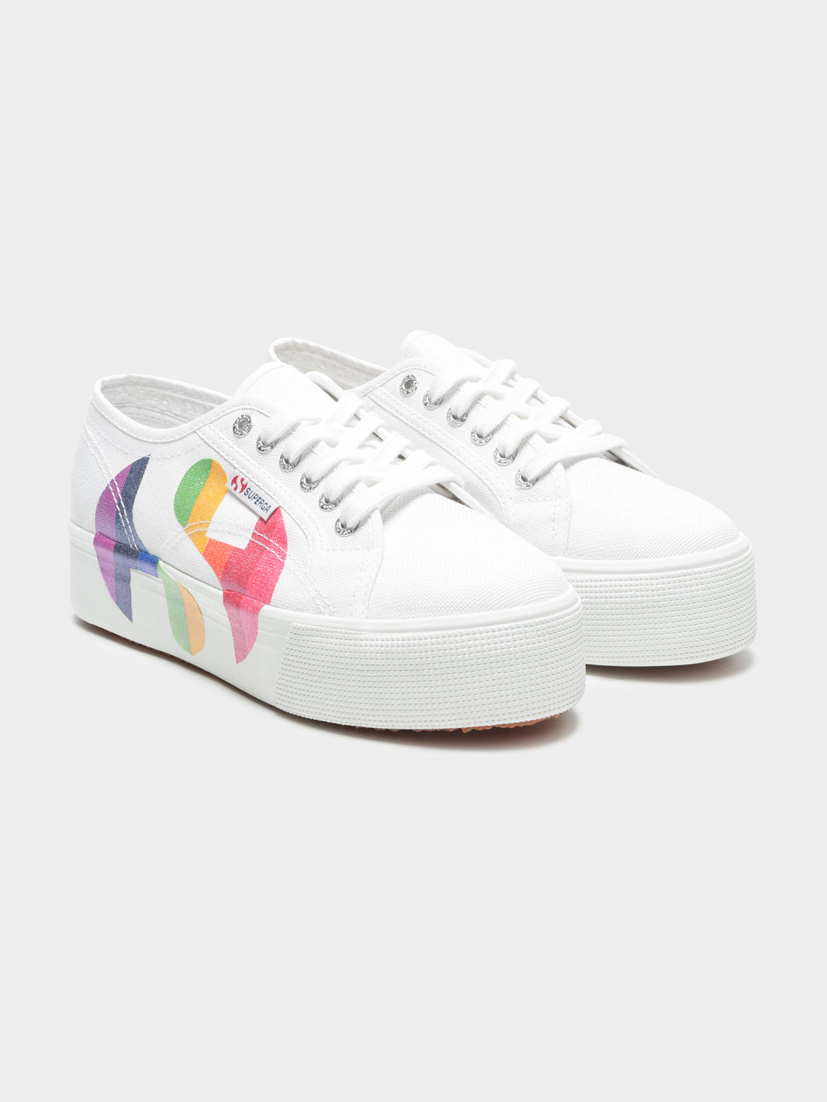 Womens 2790 Cotw Rainbow Logo Sneakers in Glitter Rainbow &amp; White