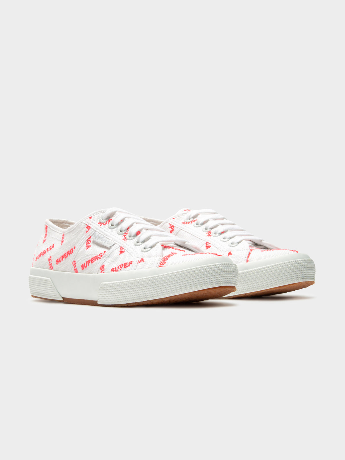 Womens 2750 Cotuem Logo Sneakers in White &amp; Red Fluro