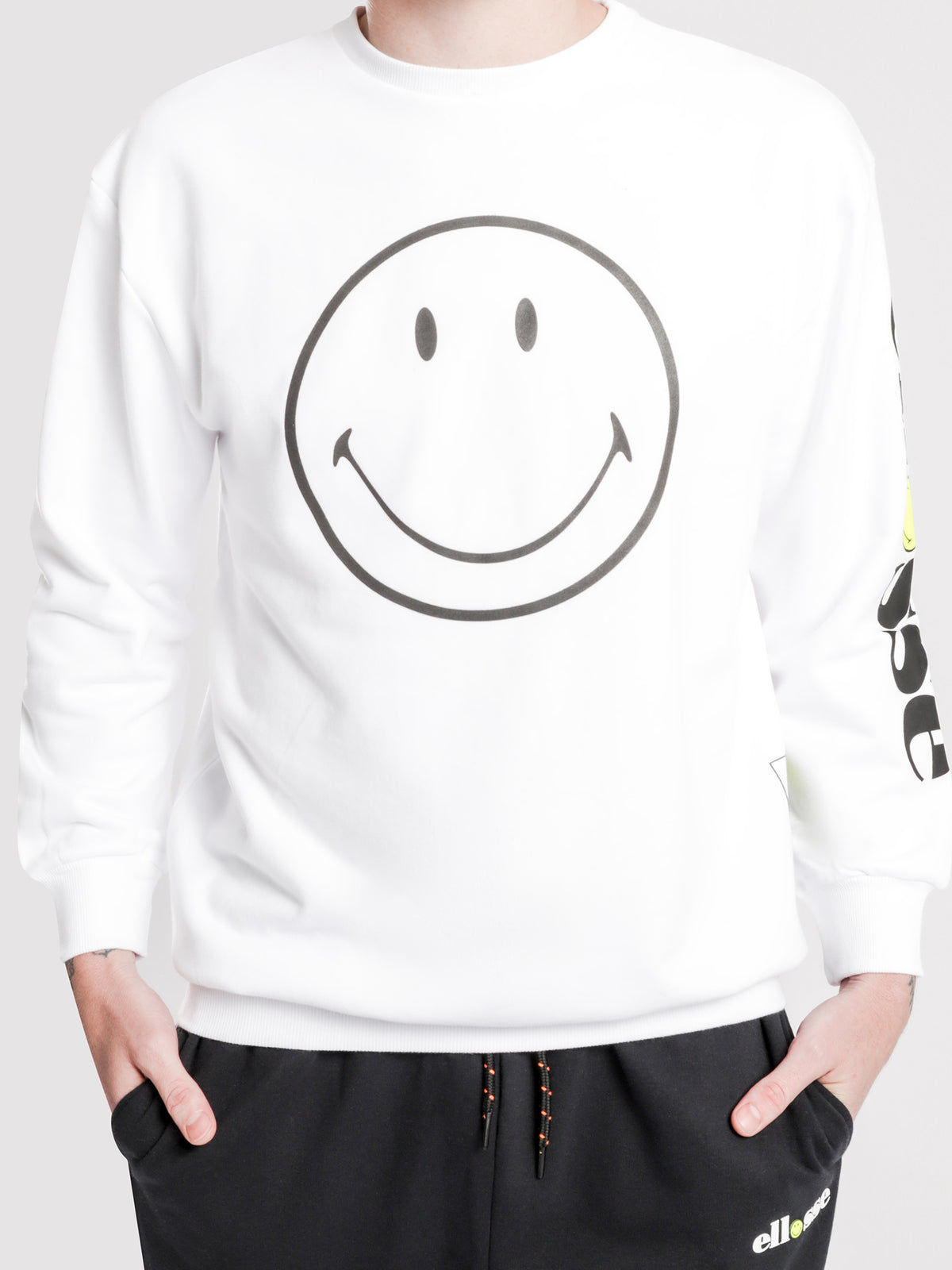 SMILEY Brush-Back Fleece Sweater in White
