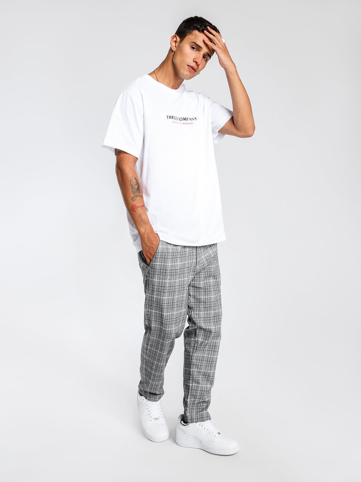 London Check Cropped Chino in Black &amp; White