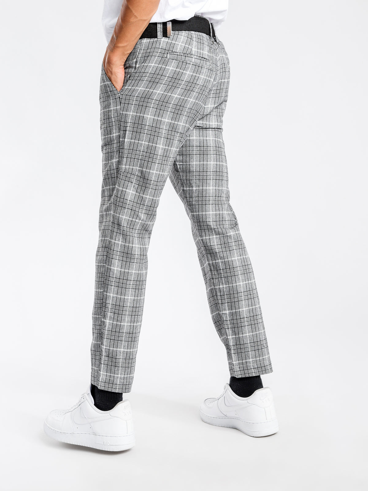 London Check Cropped Chino in Black &amp; White