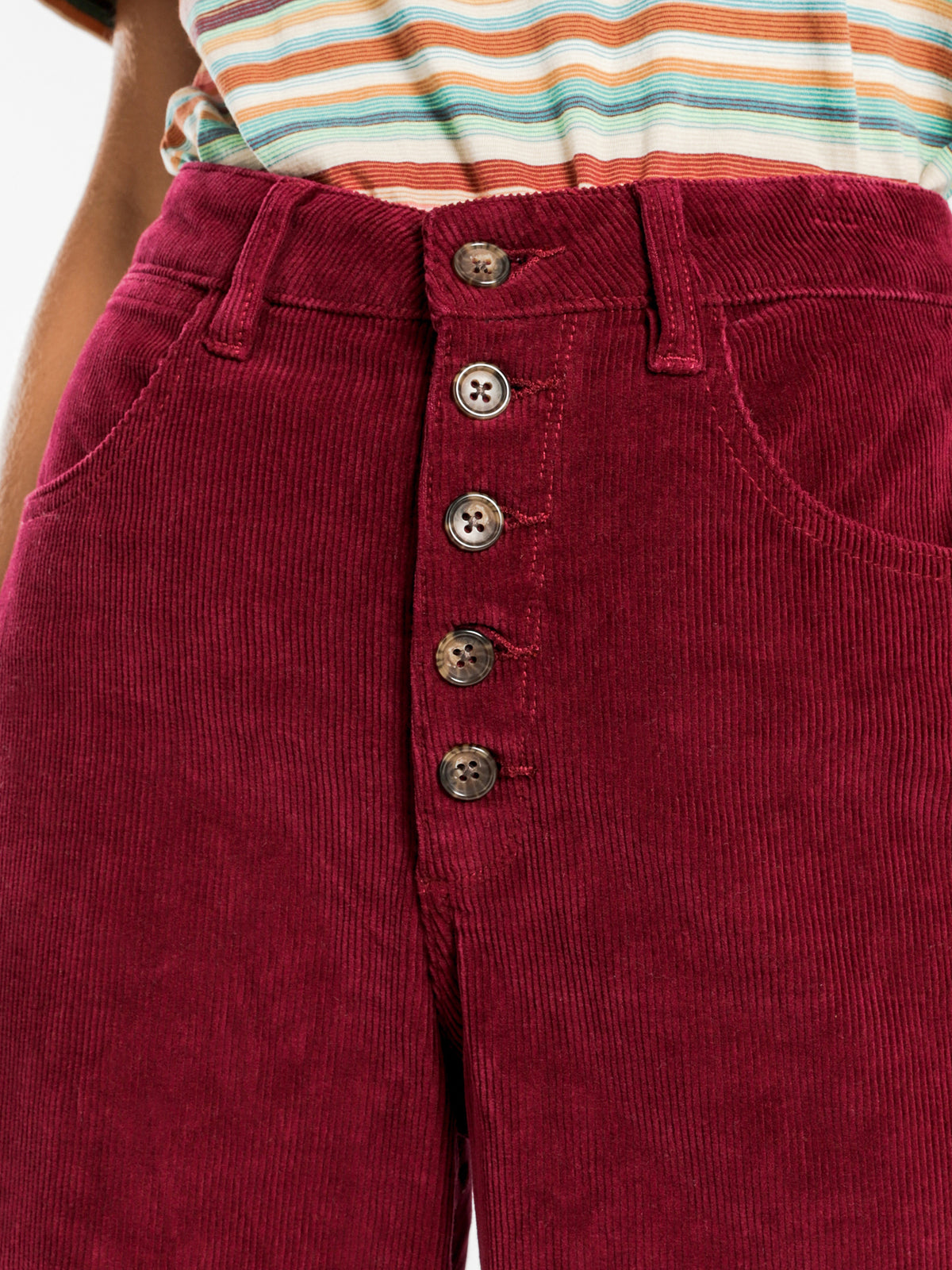 Hi Bells Cropped Jeans in Red Plum