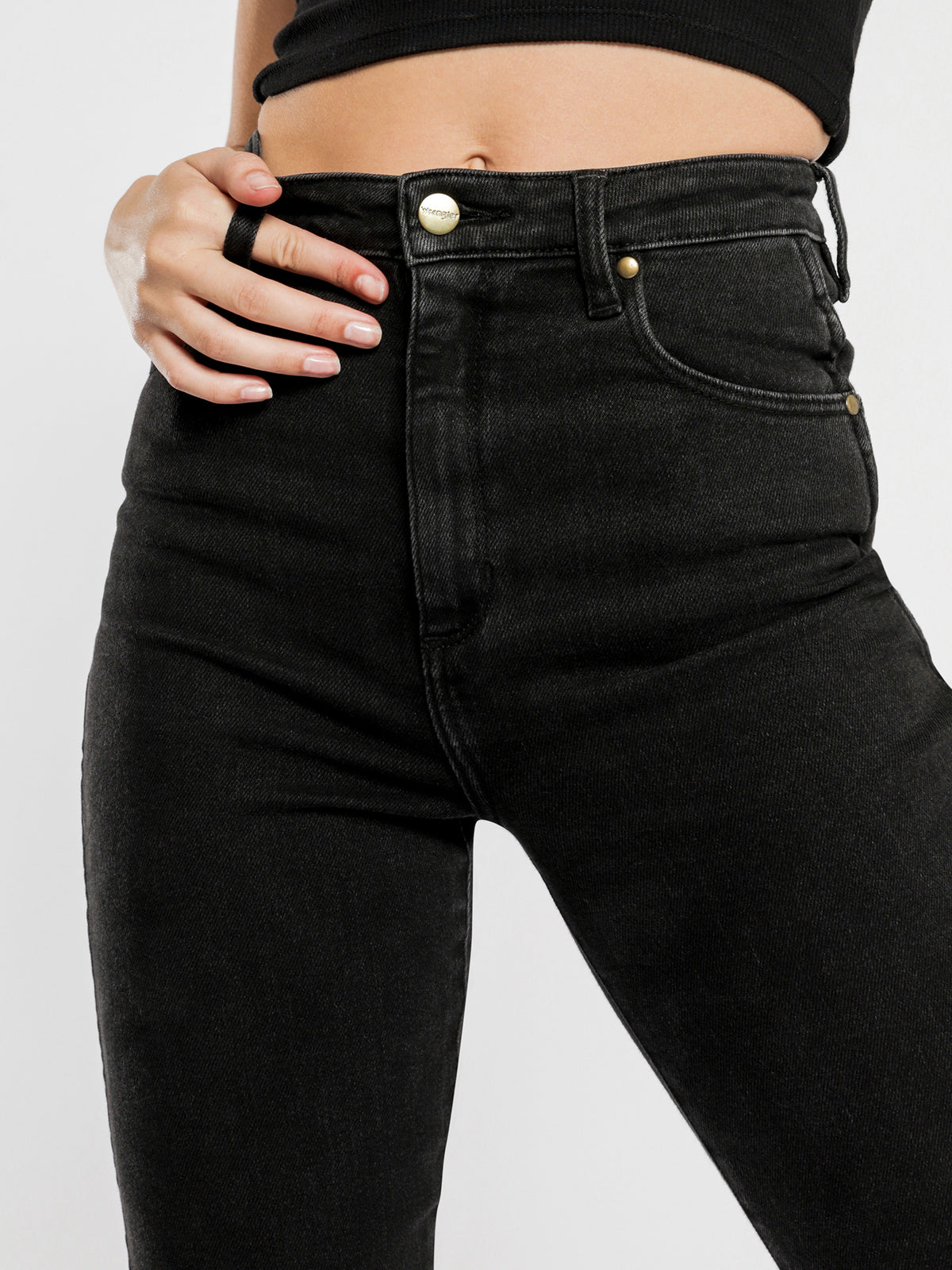 Tyler Cropped Jeans in Black Honey Denim
