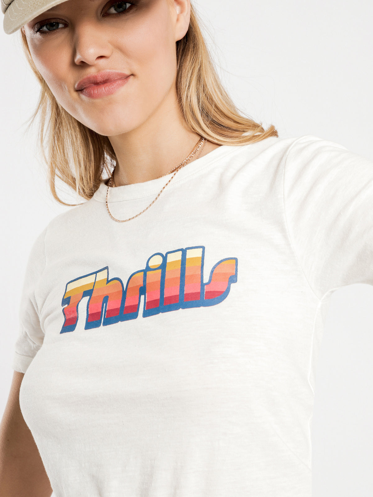 Thrills Retro T-Shirt in Dirty White