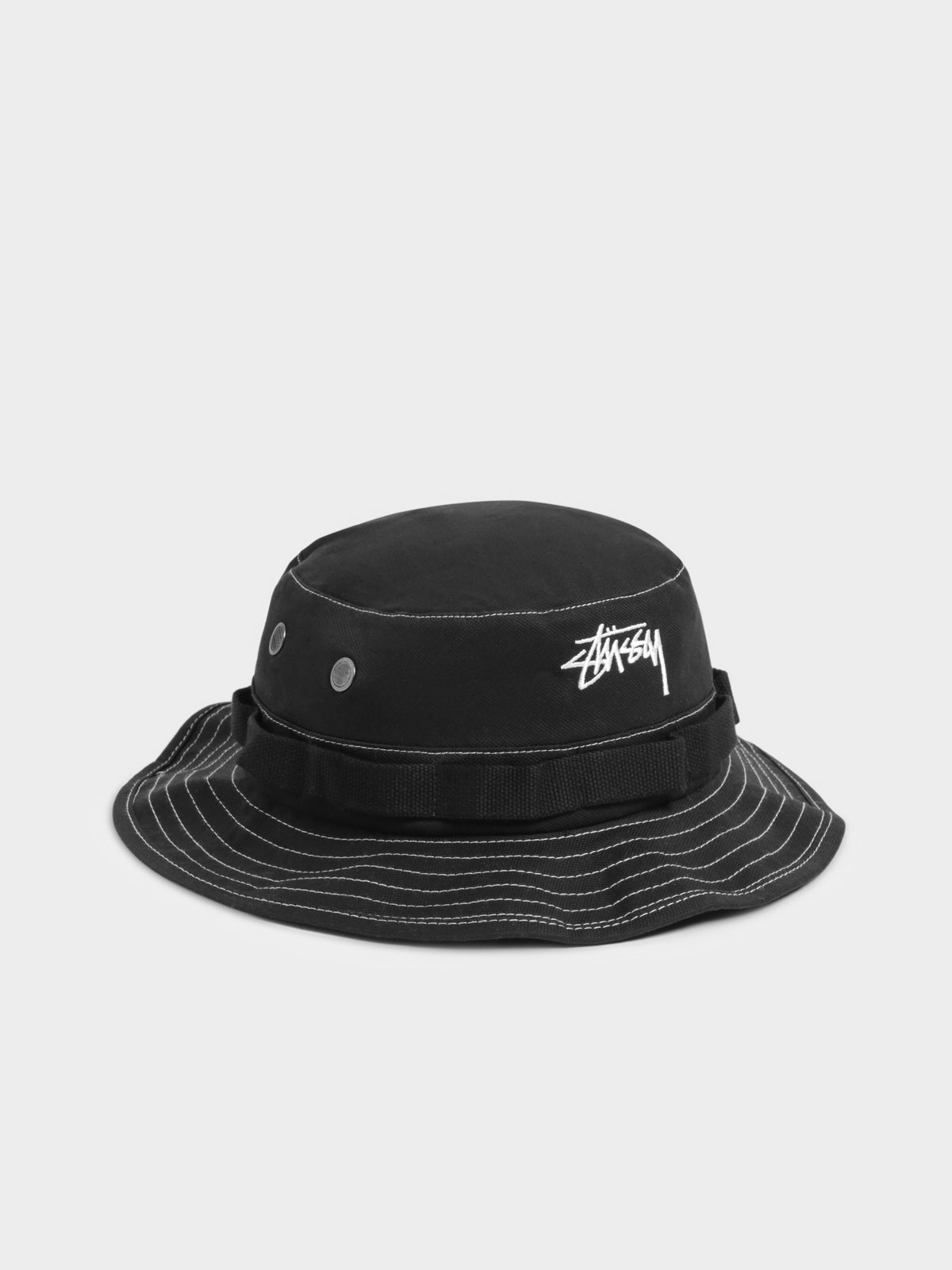 Contrast Stitch Boonie Hat in Black &amp; White