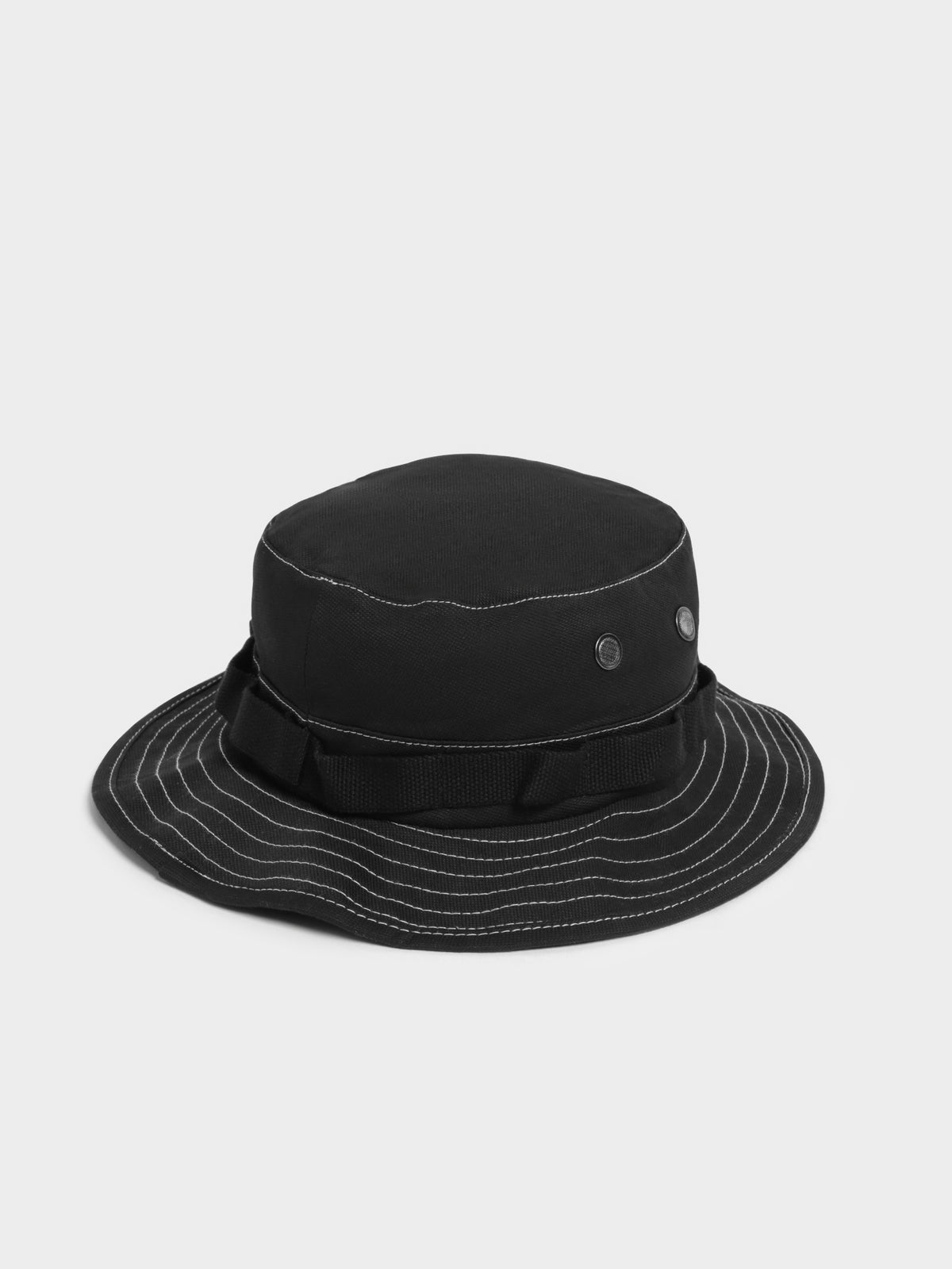 Contrast Stitch Boonie Hat in Black &amp; White