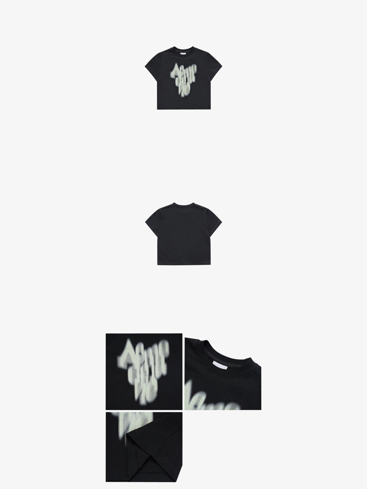 ADLV Blur Logo Crop Short Sleeve T-Shirt | BLACK