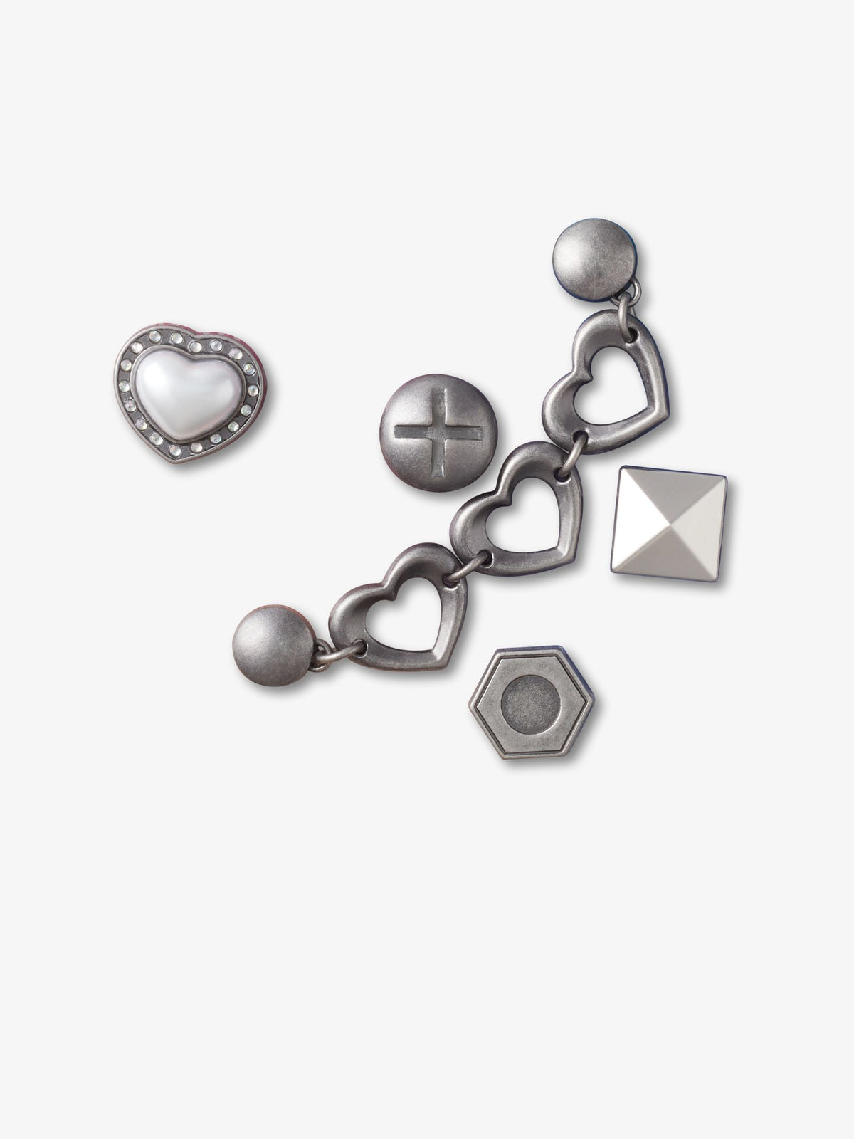 Jibbitz Silver Romantic 5 Pack Shoe Charm | Multi