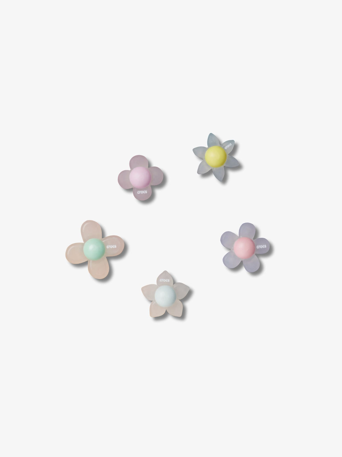 Jibbitz Iridescent Flowers Colorful Center 5 Pack | Multi