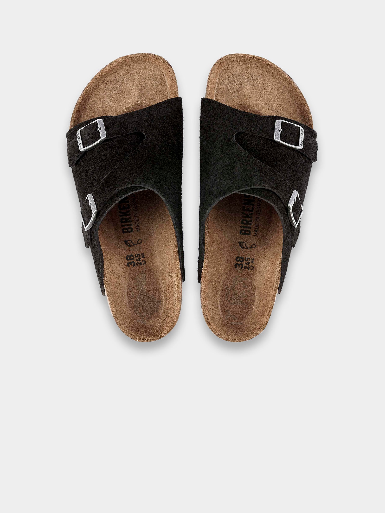 Birkenstock Unisex Zurich Black Suede Leather Glue Store