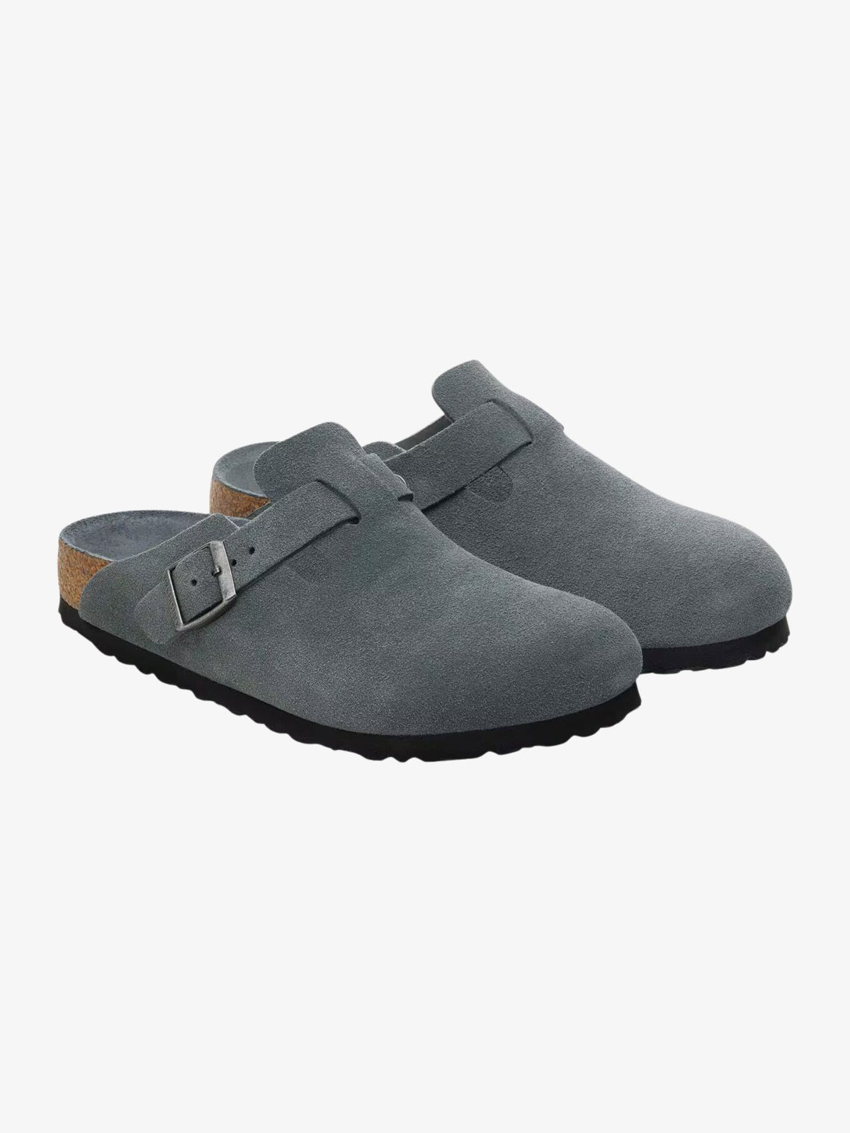 Birkenstock Unisex Boston Soft Tonal Footbed Suede Leather Regular Width | Basalt Grey