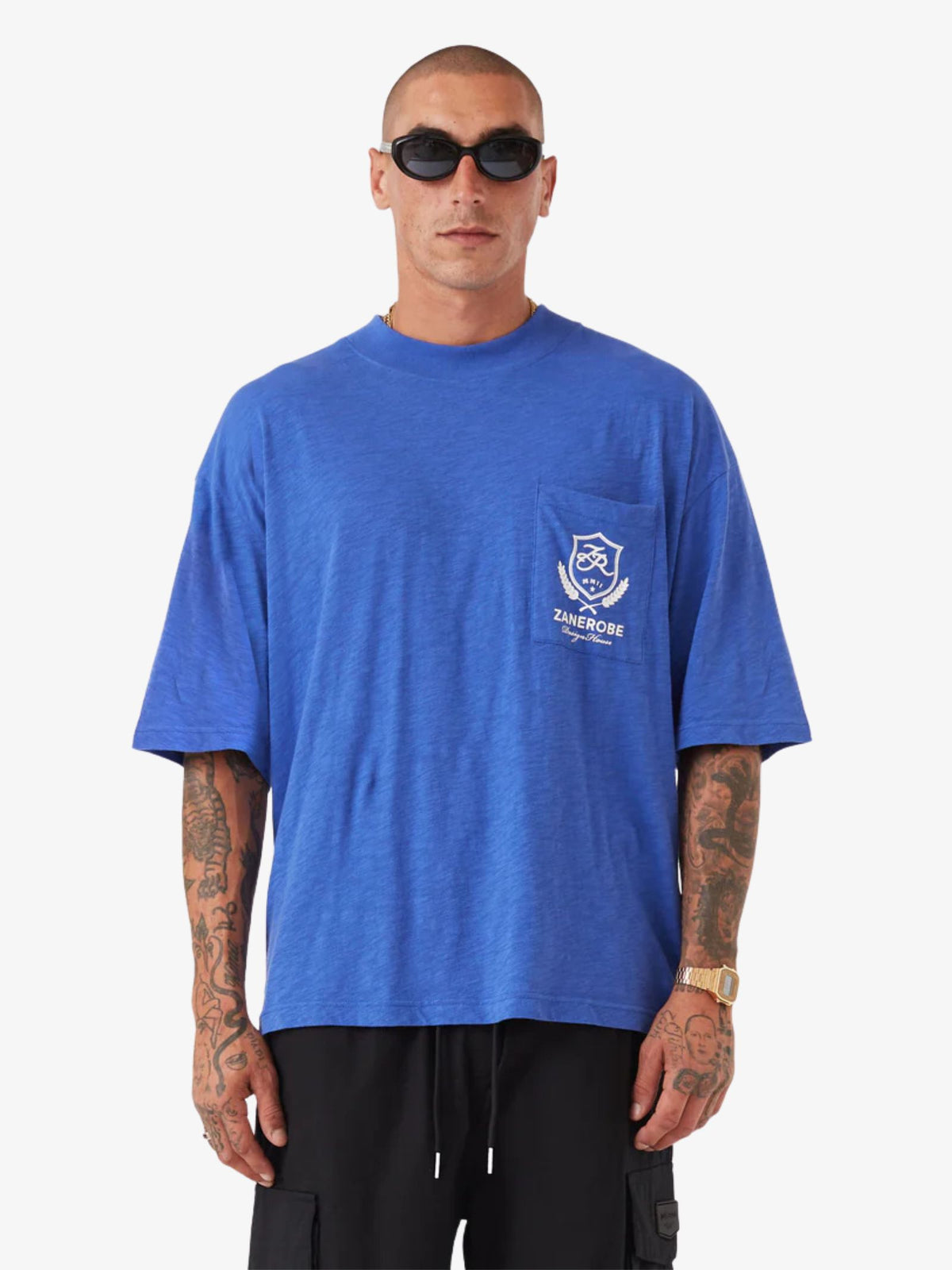 Zanerobe Crest Slub Flow Tee | Cobalt Blue