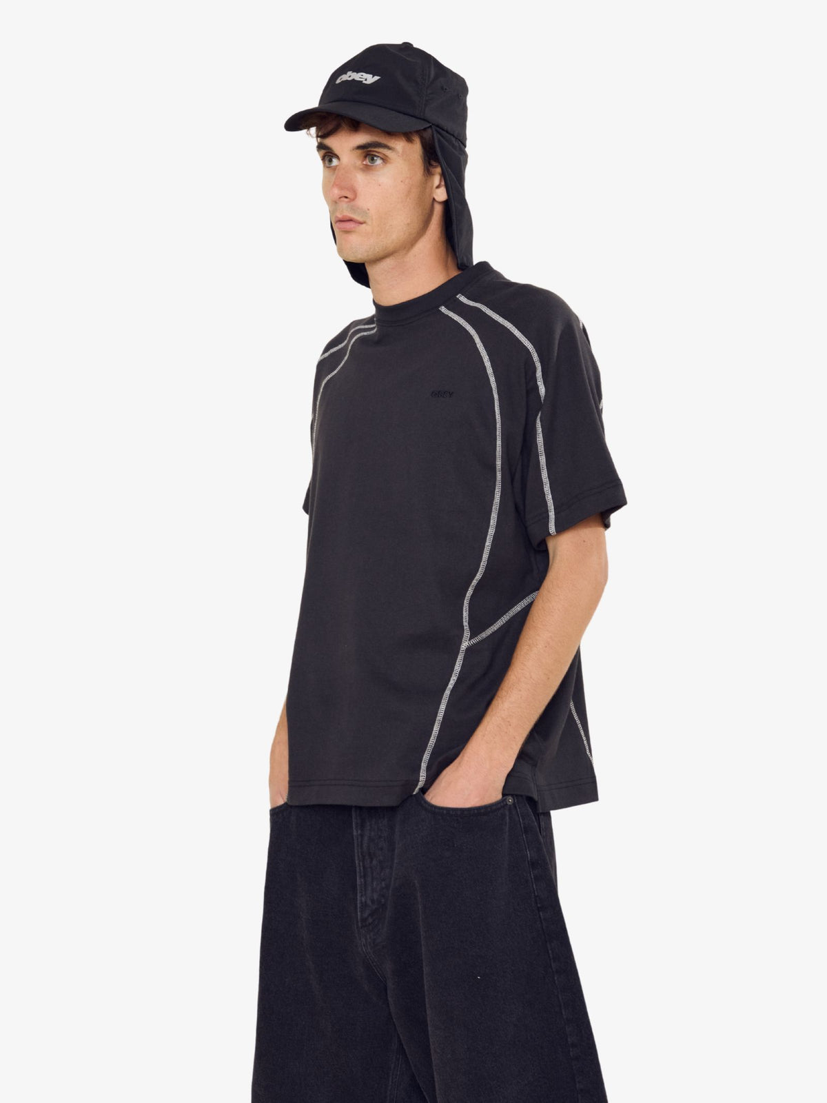 Obey Contrast Stitch Tee | Black