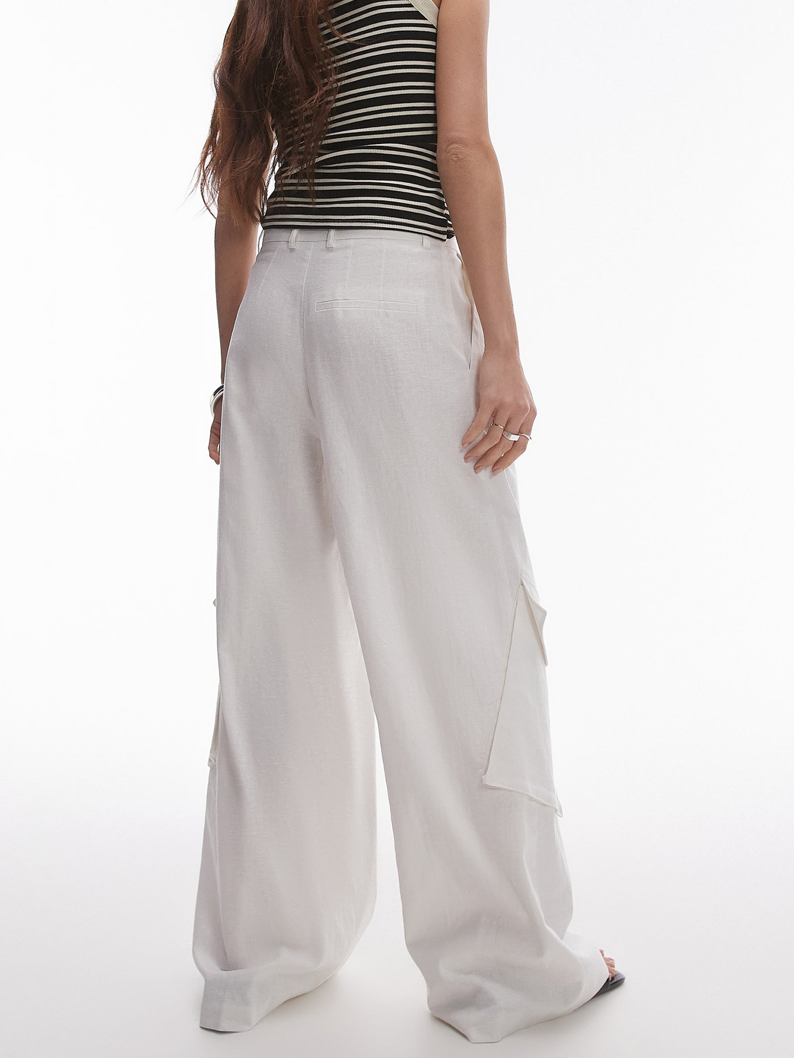 Wide Leg Linen Trouser Pockets