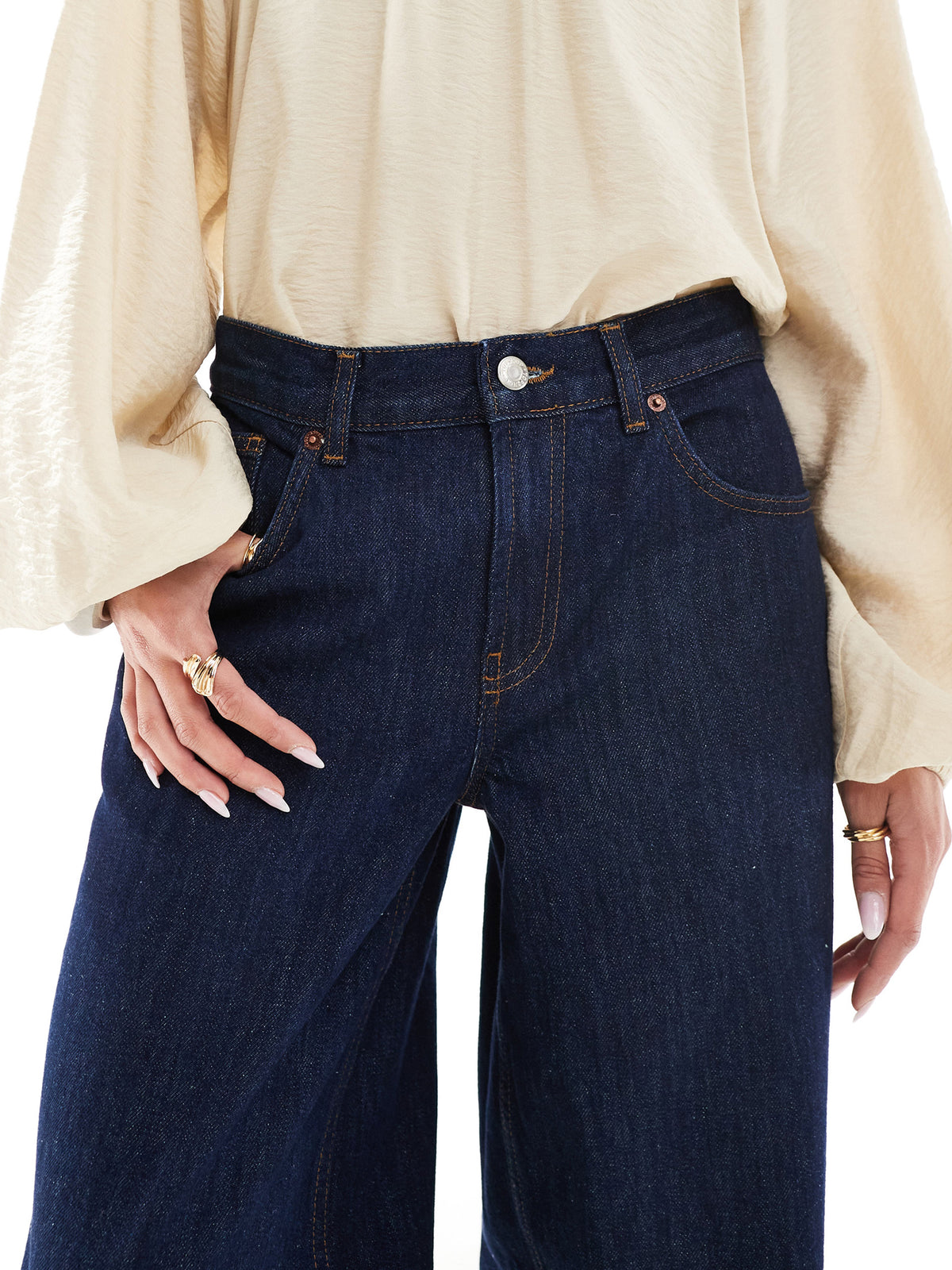 Topshop Low Rise Cinch Back Jeans | Raw Indigo