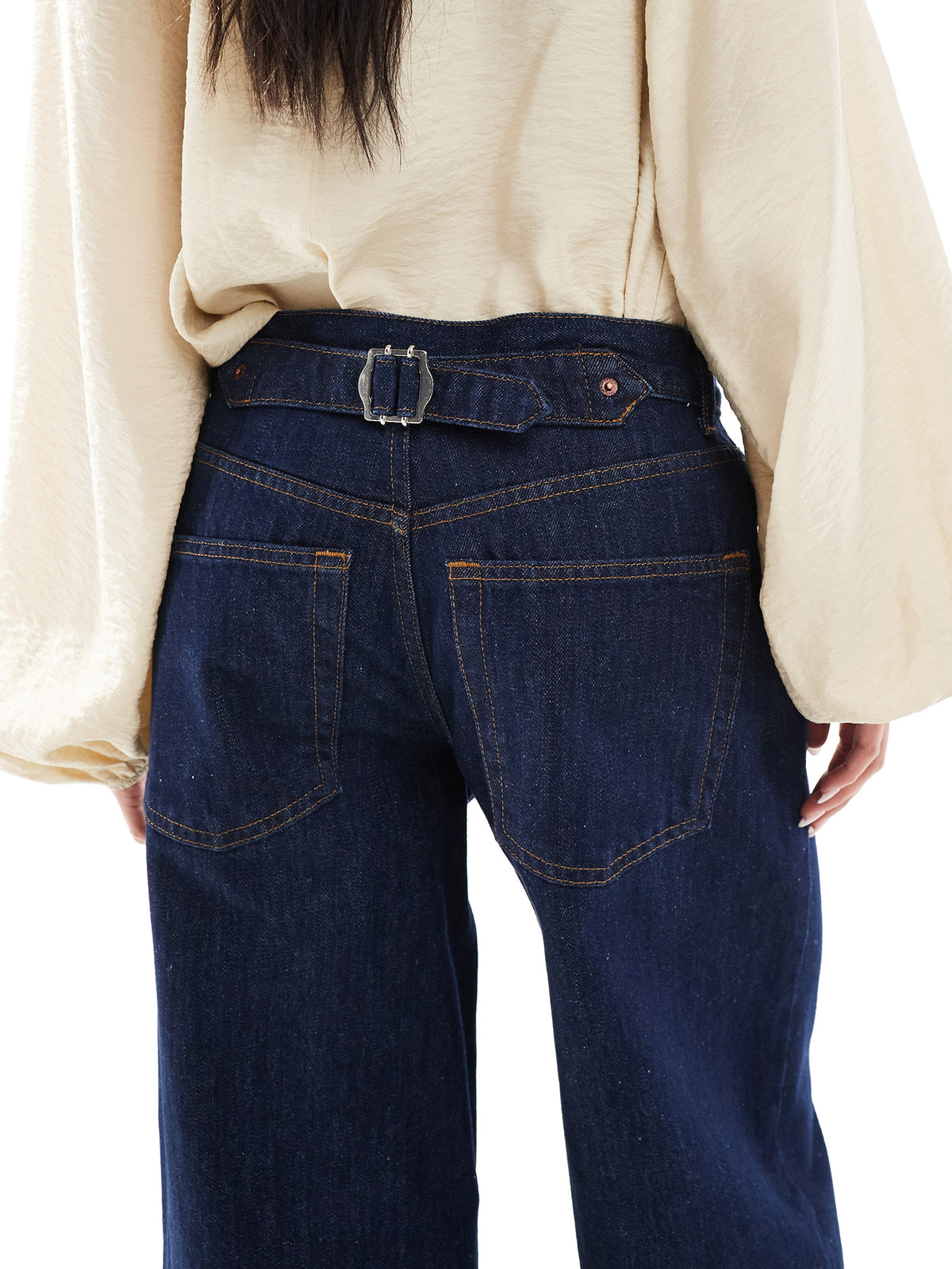 Topshop Low Rise Cinch Back Jeans | Raw Indigo