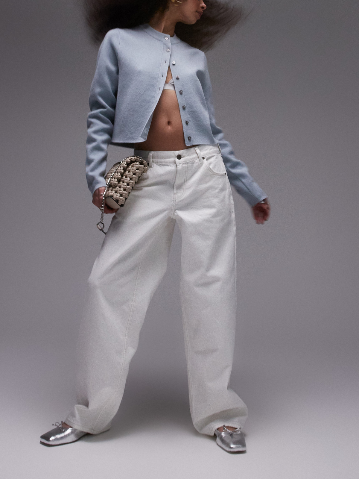 Topshop Low Rise Cinch Back Jeans | OFF WHITE