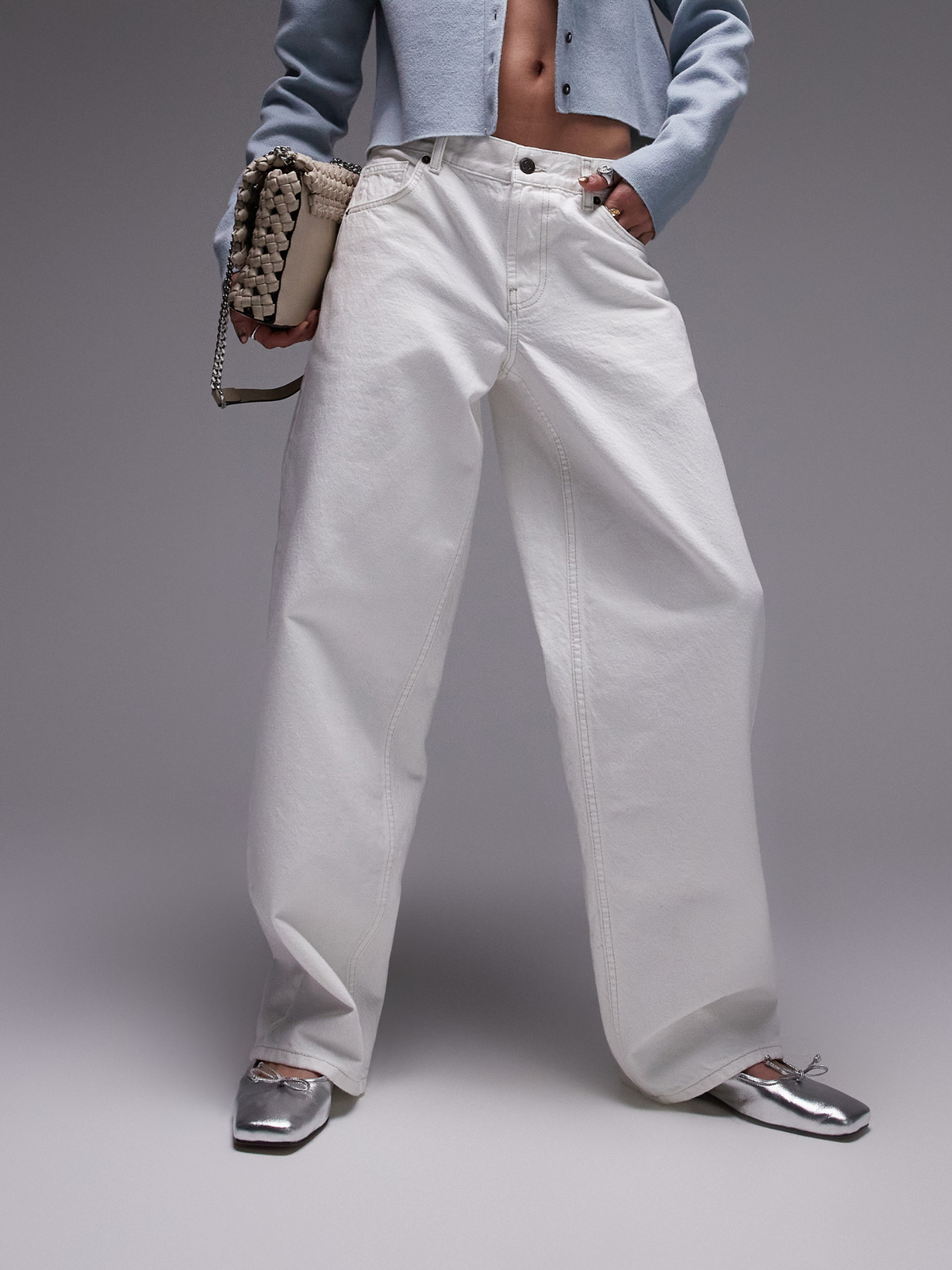 Topshop Low Rise Cinch Back Jeans | OFF WHITE