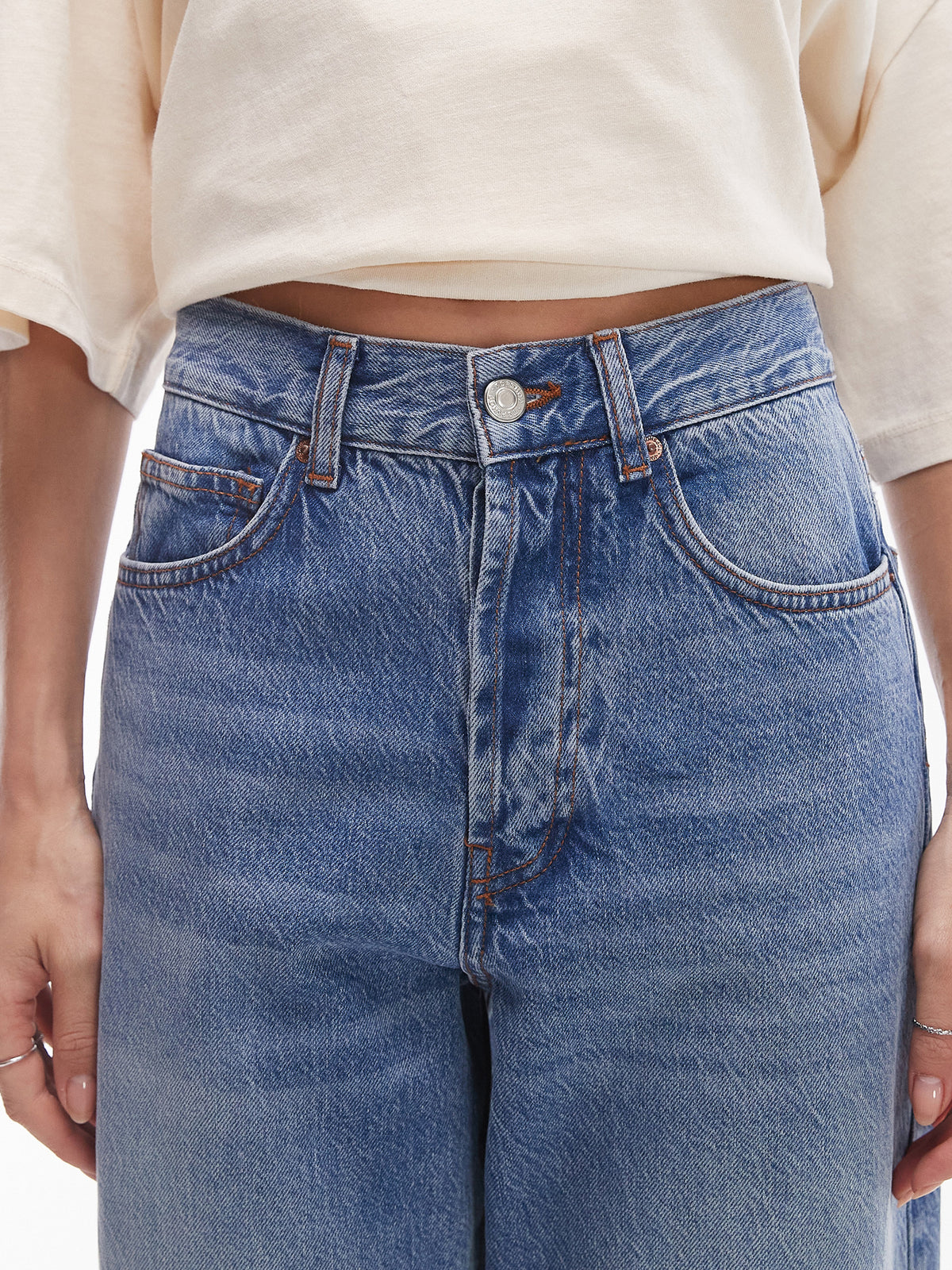 Topshop Mid Rise Column Jean | Mid Blue