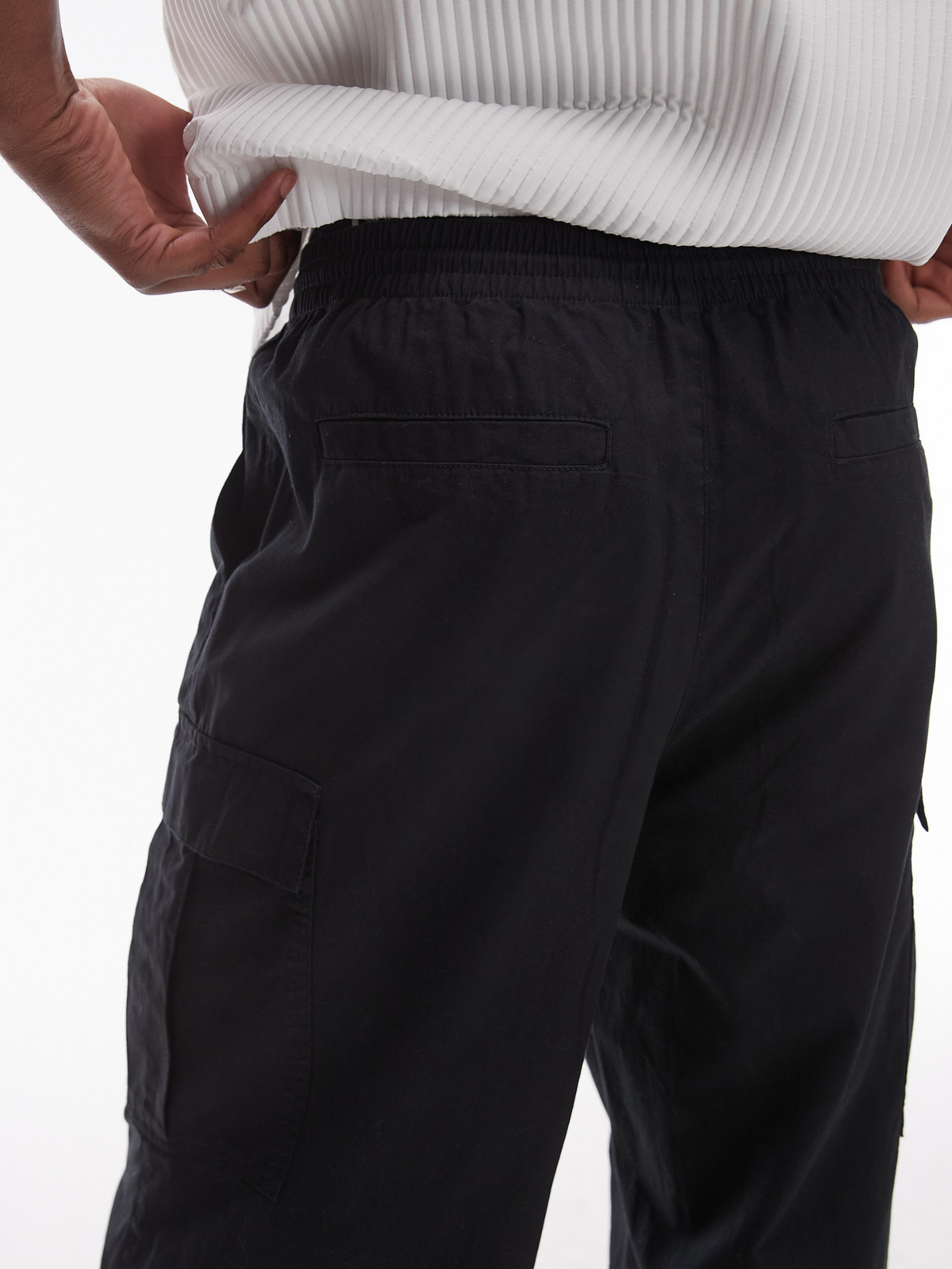 Topman Wide Leg Cargo  Pants | Black