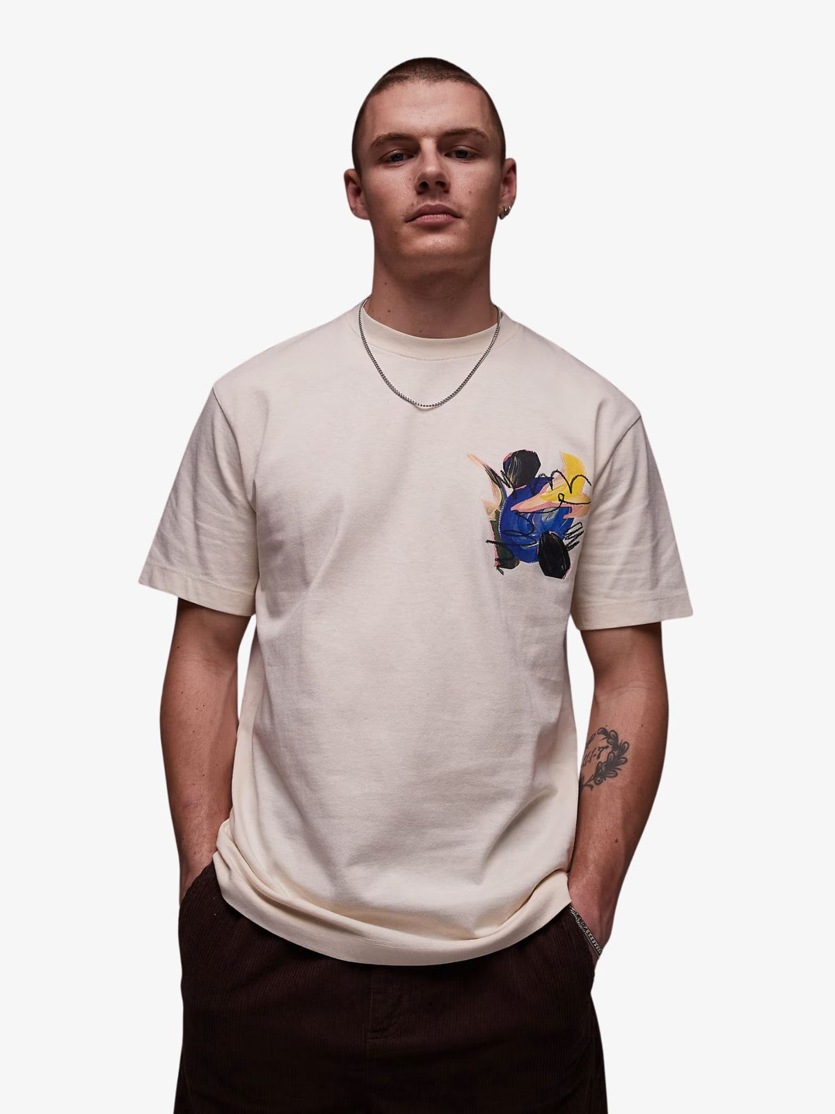 Topman Oversized Abstract Floral Print Shirt | Ecru