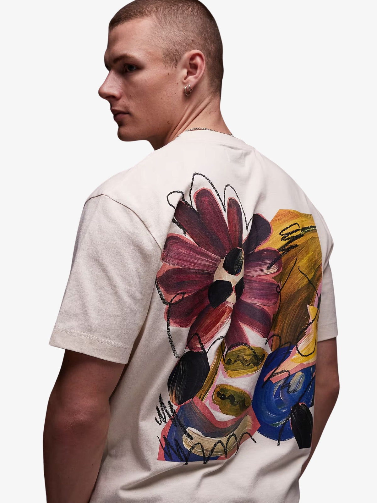Topman Oversized Abstract Floral Print Shirt | Ecru