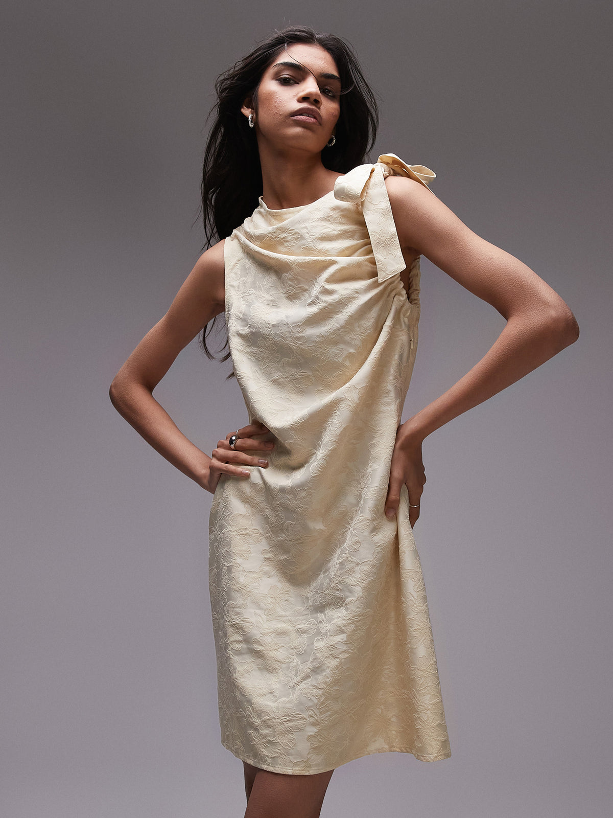 Topshop Jacquard Mini Dress | BUTTERMILK