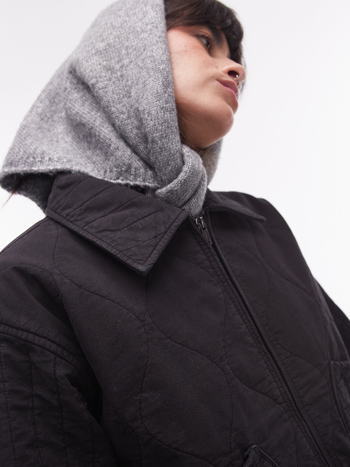 Topshop Line Jacket With Quilting | Black