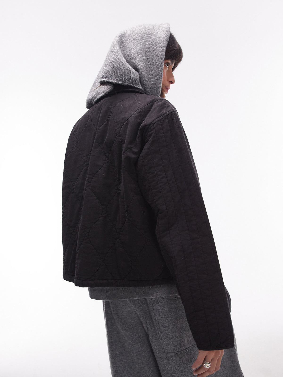 Topshop Line Jacket With Quilting | Black