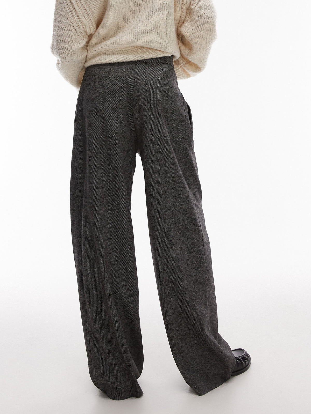 Topshop Co-Ord Pleat Wide Leg Trouser | Charcoal