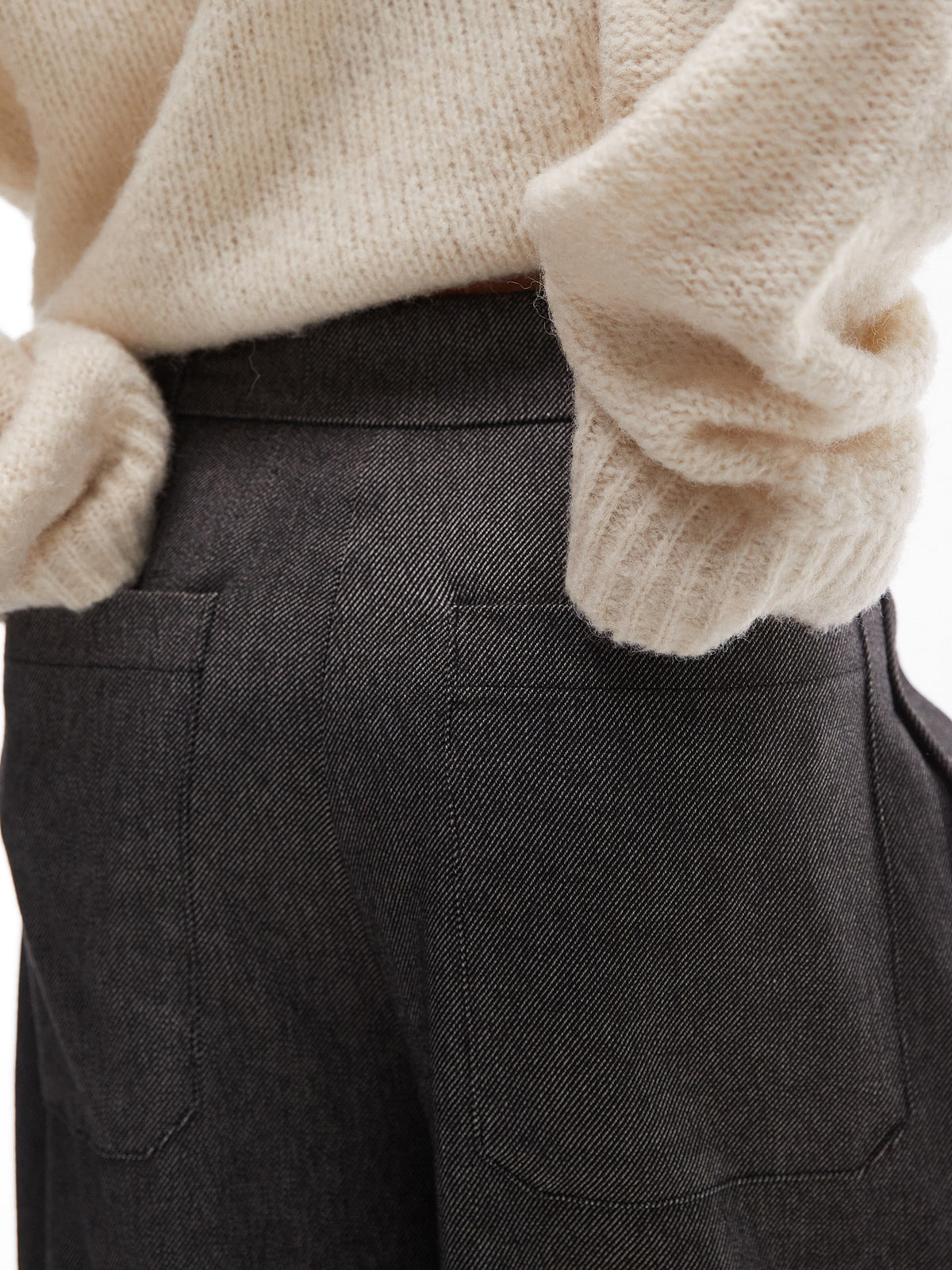 Topshop Co-Ord Pleat Wide Leg Trouser | Charcoal