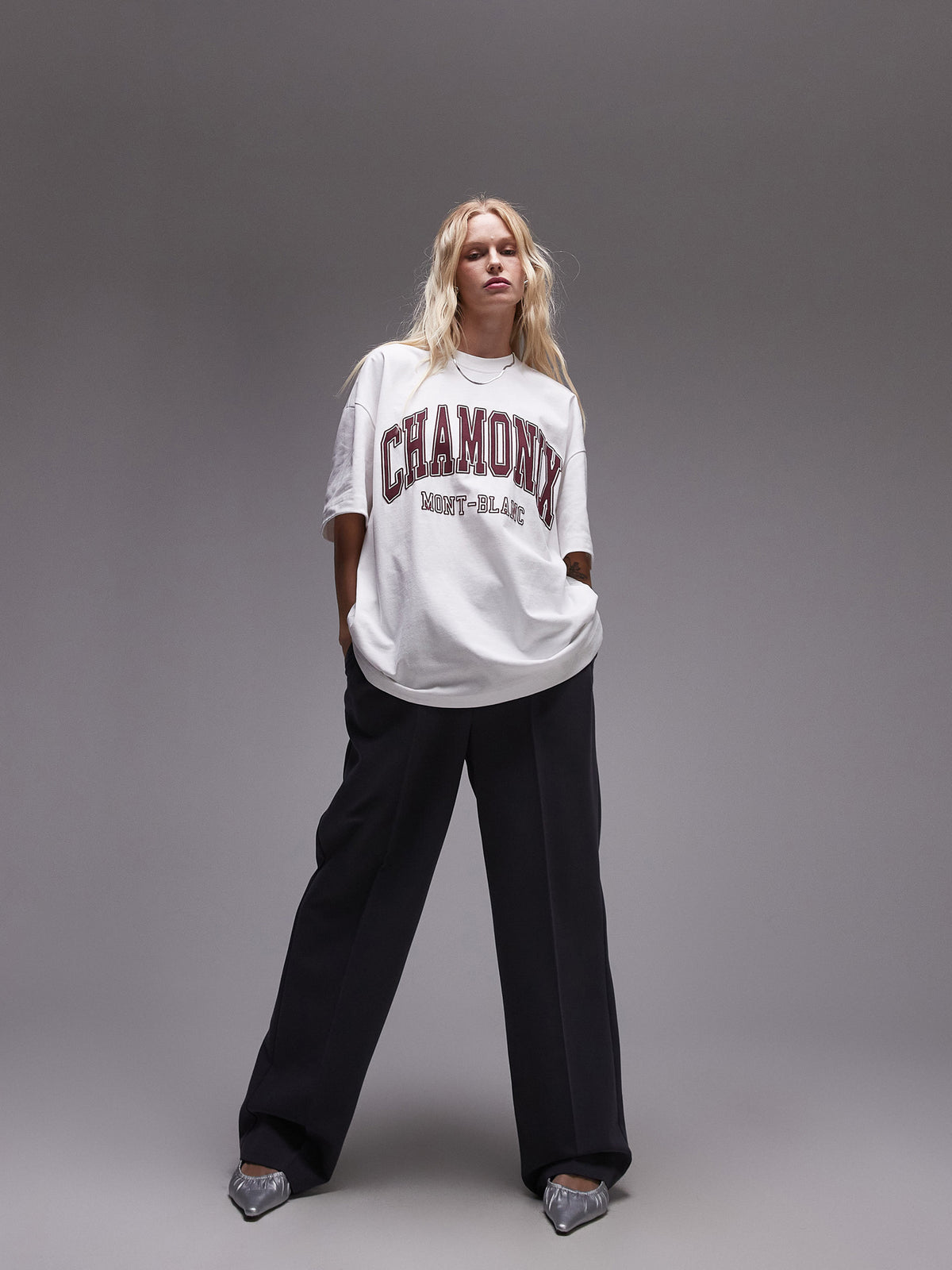 Topshop Premium Oversized Chamonix Tee | White