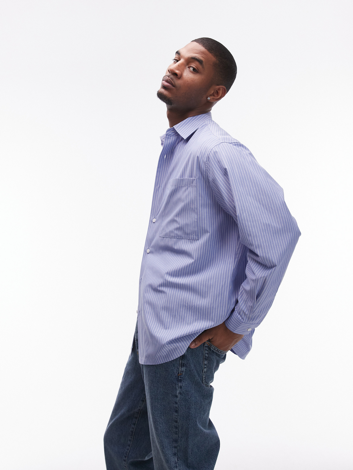 Topman Oversized Stripe Shirt | Blue