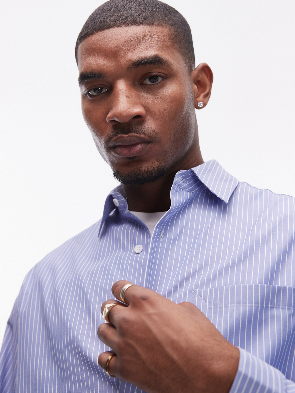 Topman Oversized Stripe Shirt | Blue