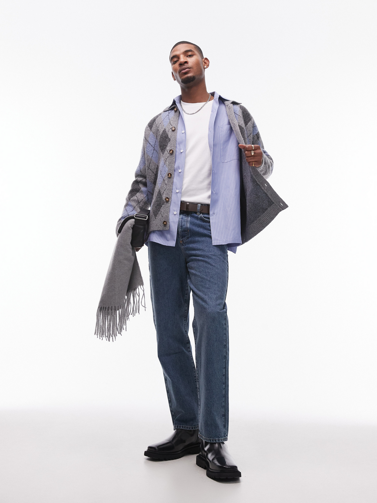 Topman Oversized Stripe Shirt | Blue