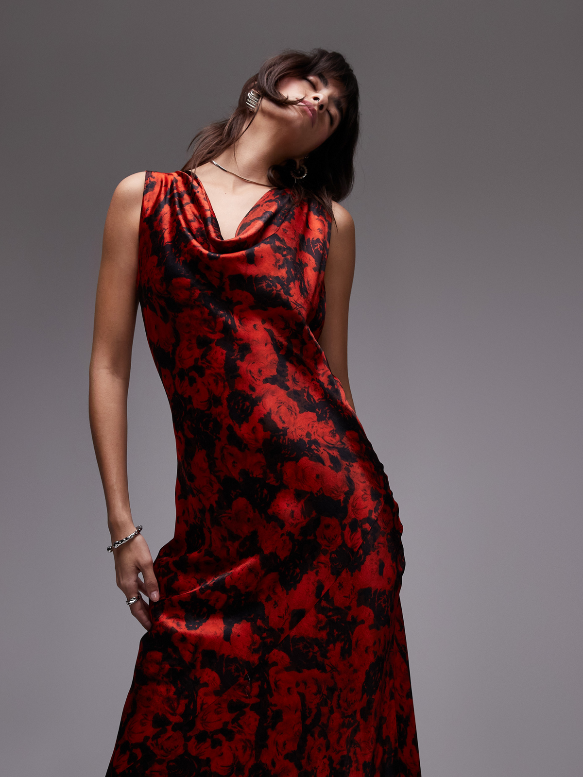 Topshop Cowl Neck Maxi Dress | SMALL RED ROSE