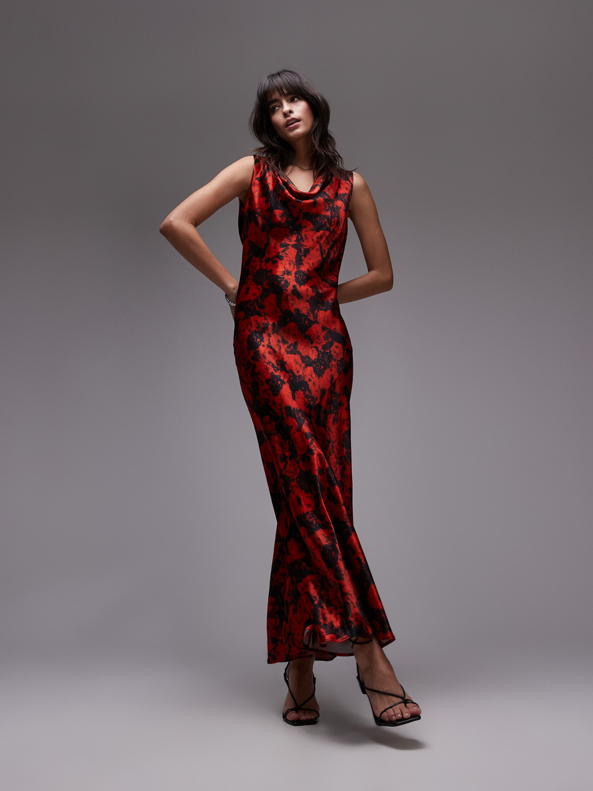 Topshop Cowl Neck Maxi Dress | SMALL RED ROSE