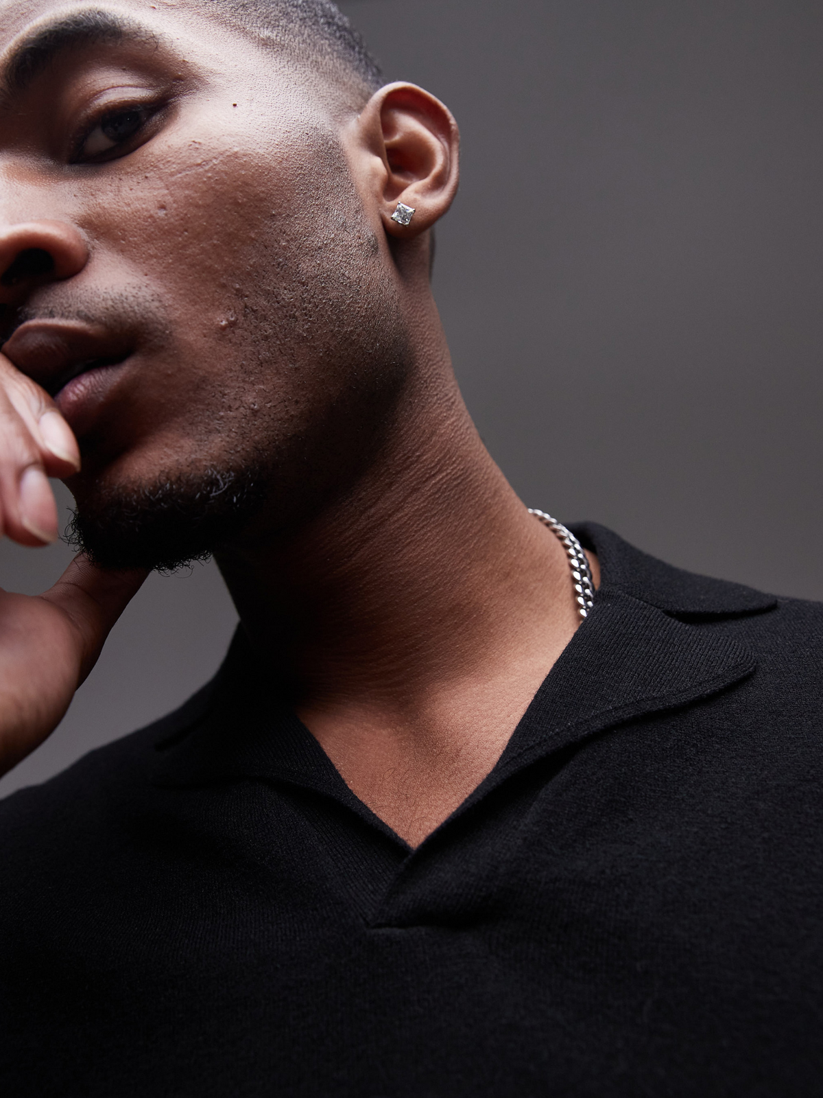 Topman Knitted Open Revere Shirt | Black