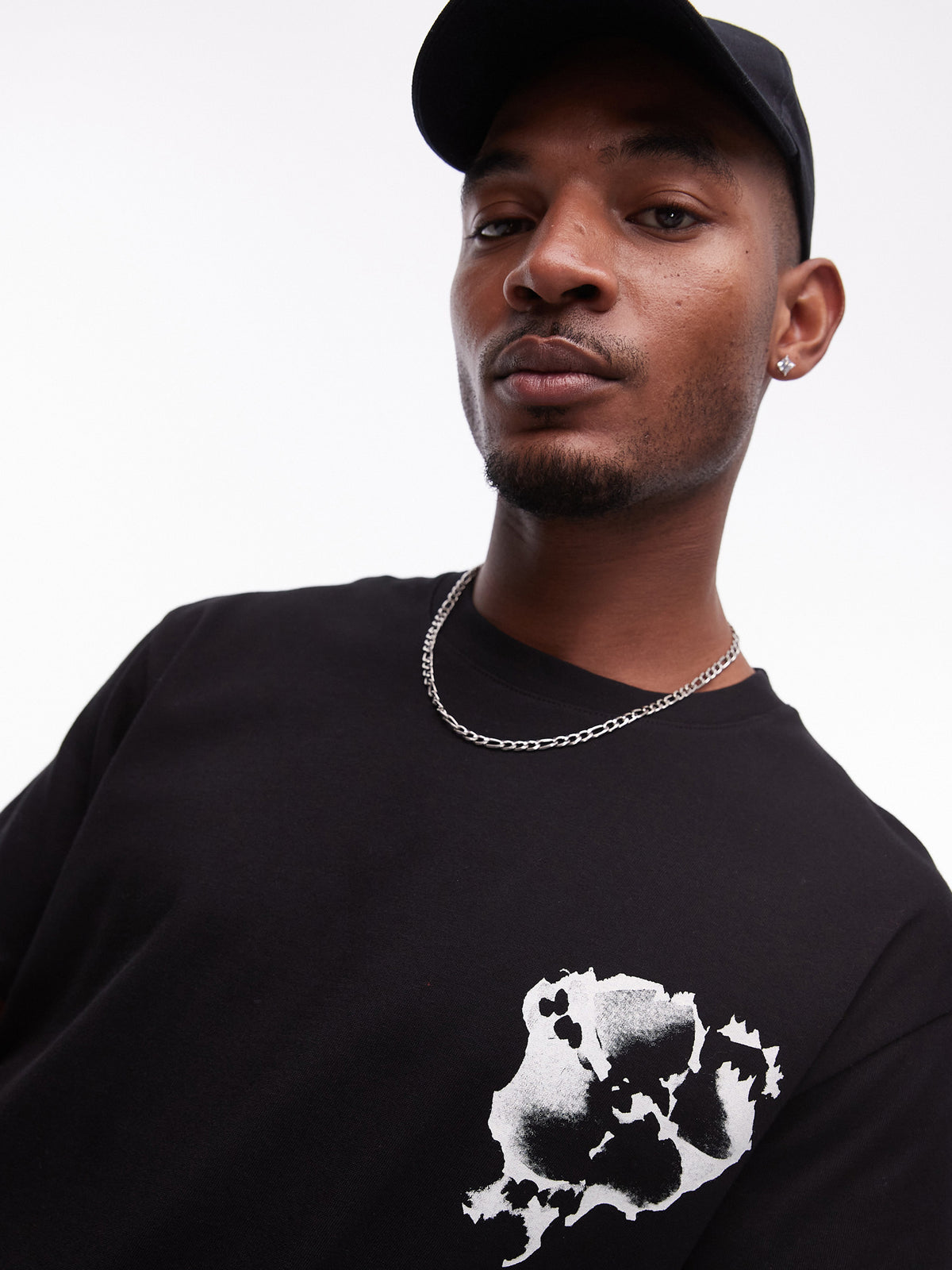 Topman Floral Print Oversized T-Shirt | Black