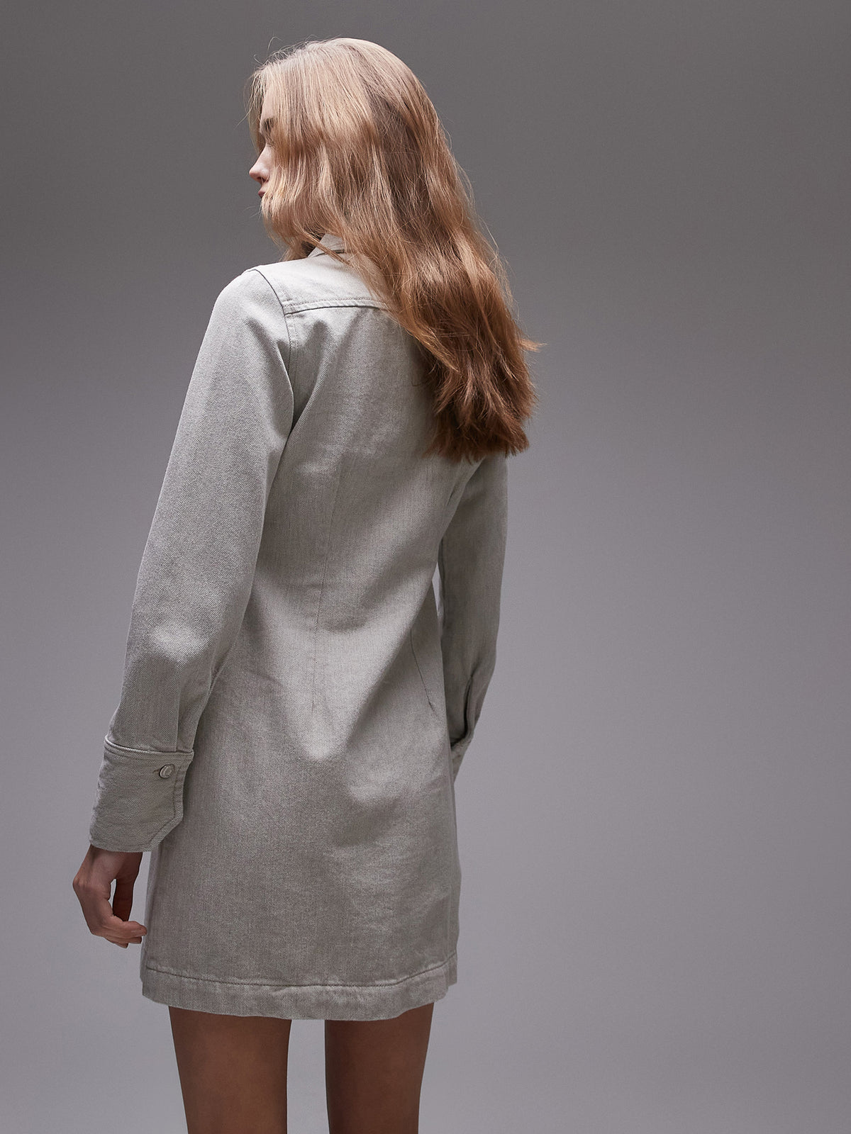 Topshop Denim Zip Through Shirt Dress | Ecru